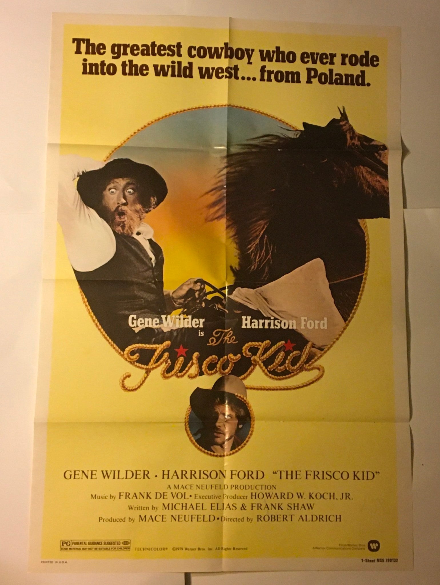 1979 The Frisco Kid 41" x 27" Original Movie Poster Gene Wilder, Harrison Ford