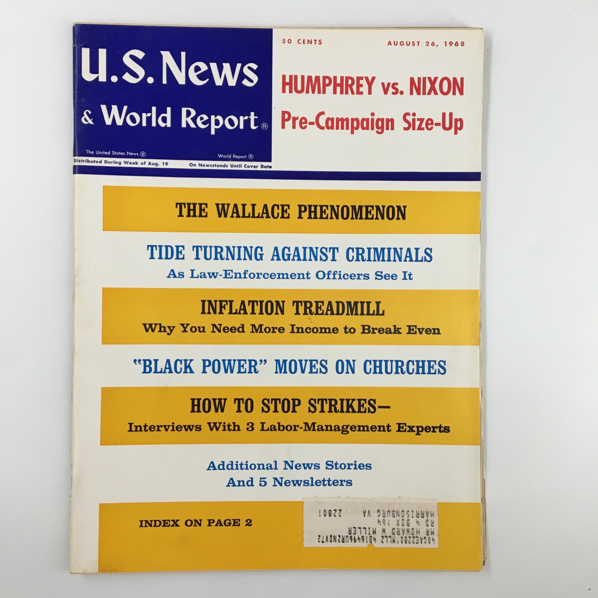 US News & World Report Magazine August 26 1968 H. Humphrey vs Richard Nixon