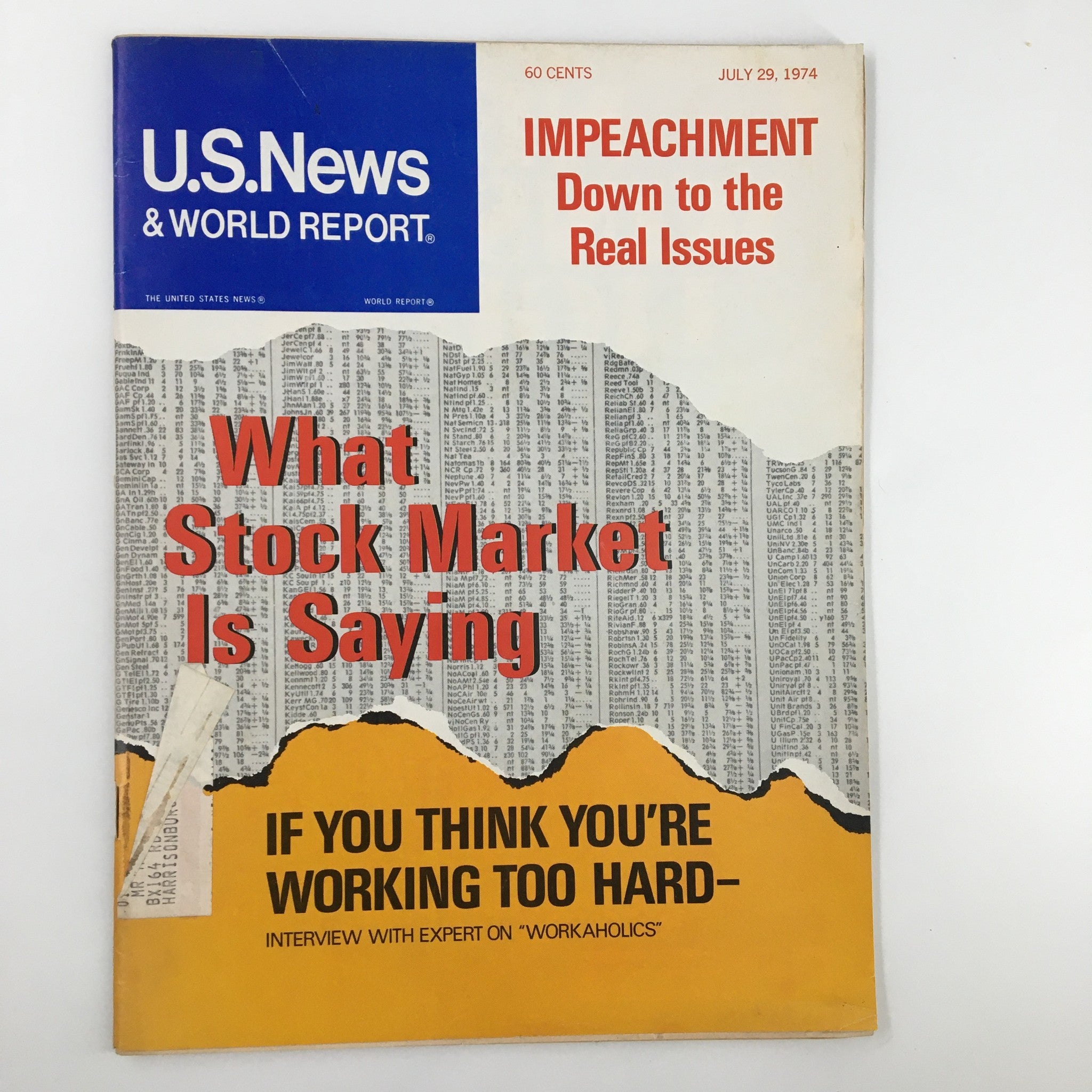 US News & World Report Magazine July 29 1974 What Stock Market is Saying