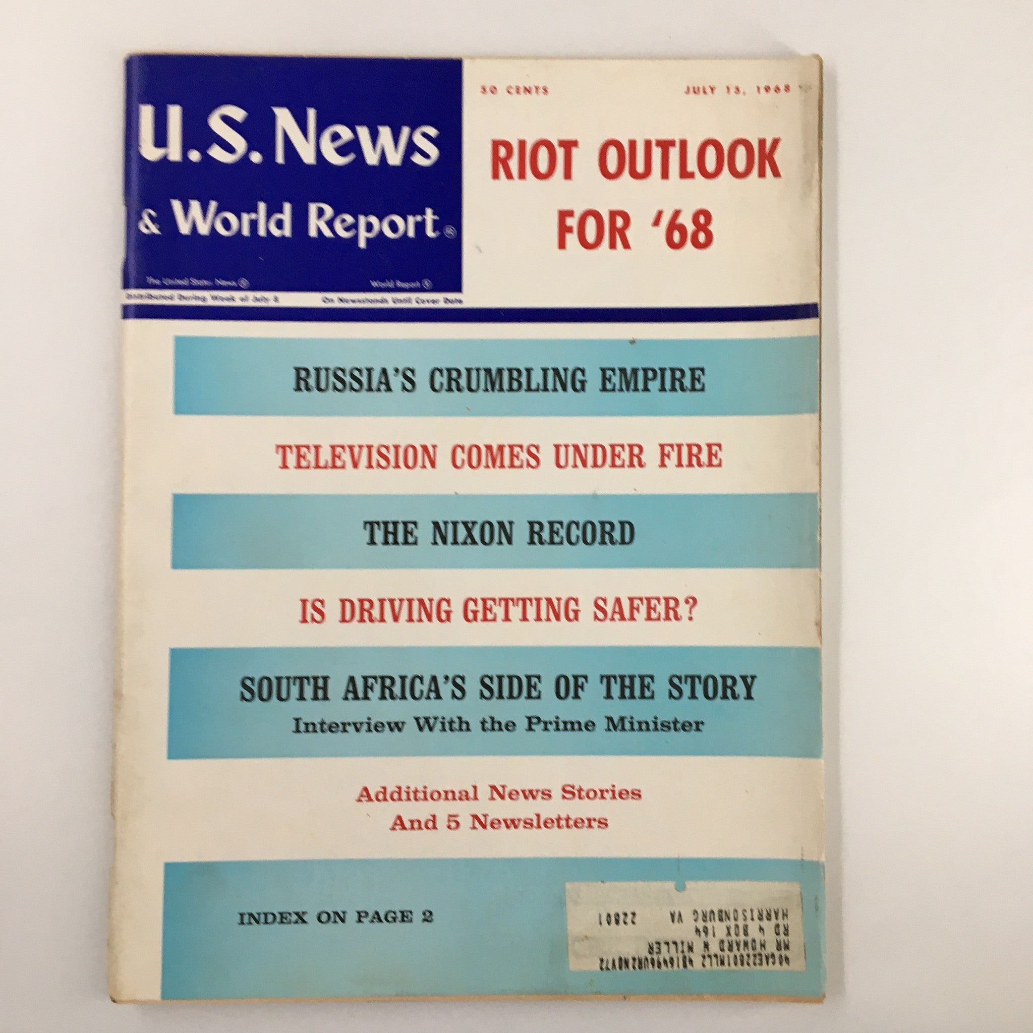 US News & World Report Magazine July 13 1968 Television Comes Under Fire