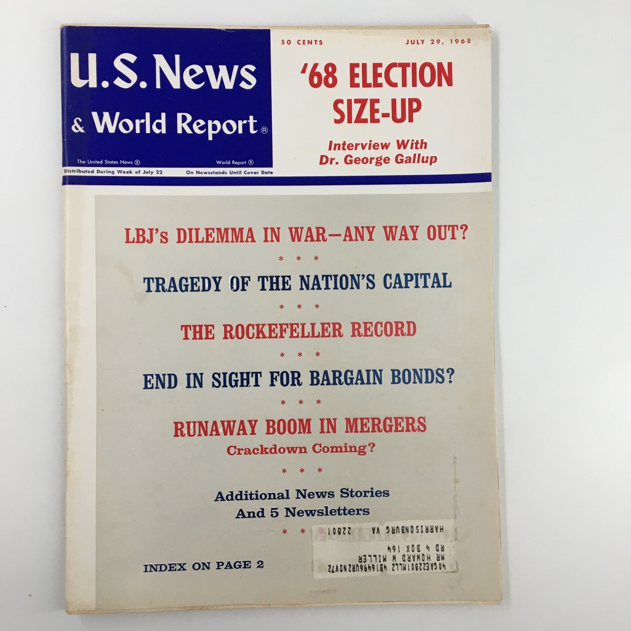 US News & World Report Magazine July 29 1968 Lyndon B. Johnson's Dilemma in War