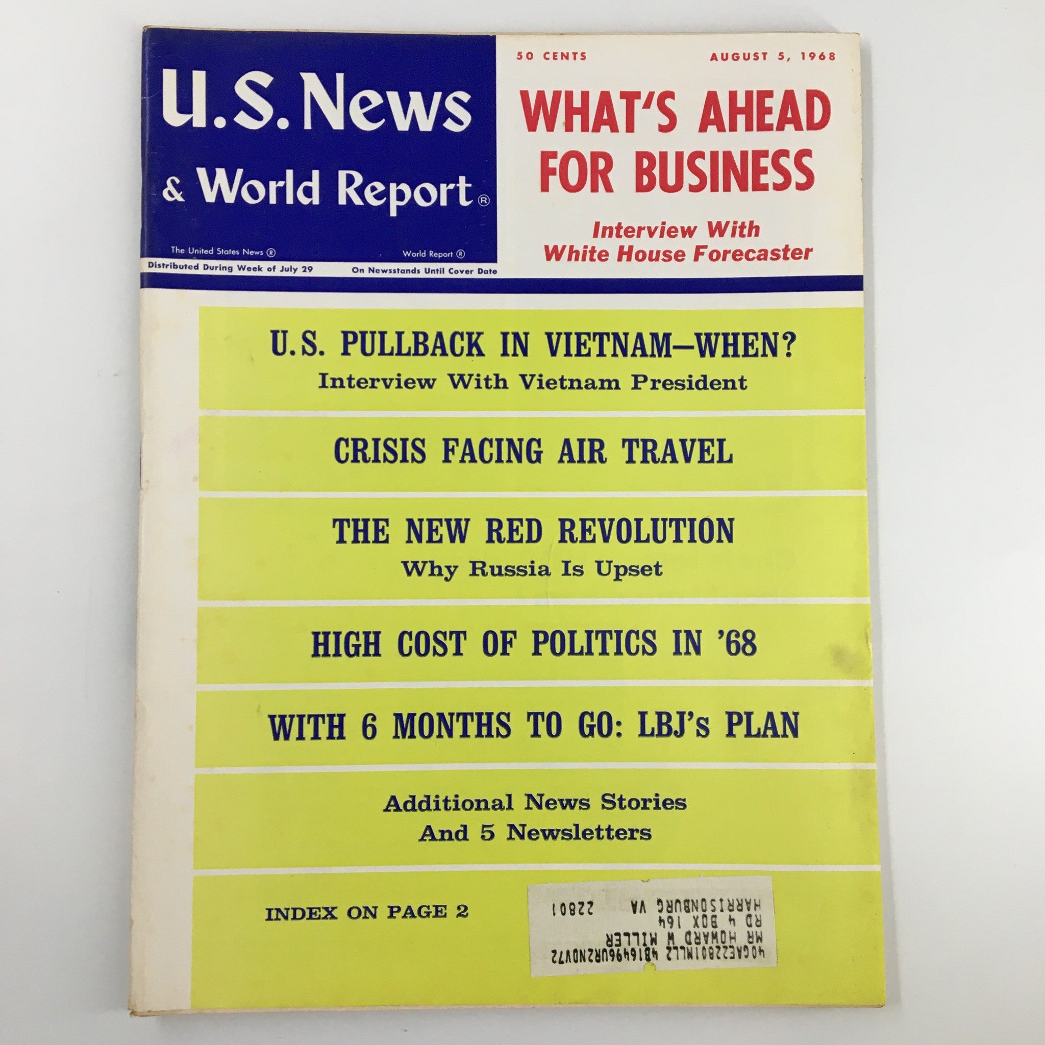 US News & World Report Magazine August 5 1968 What's Ahead for Business