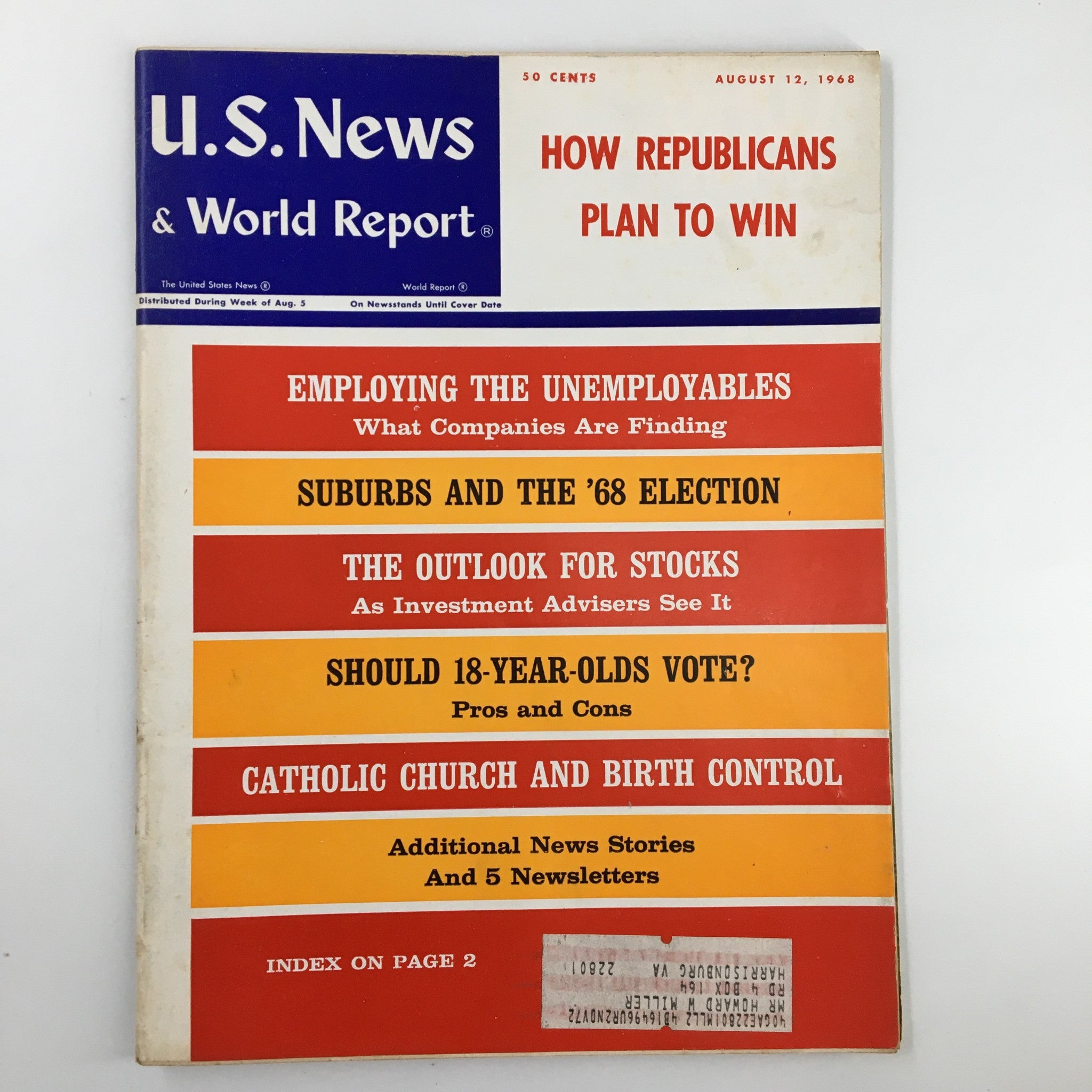 US News & World Report Magazine August 12 1968 How Republicans Plan to Win