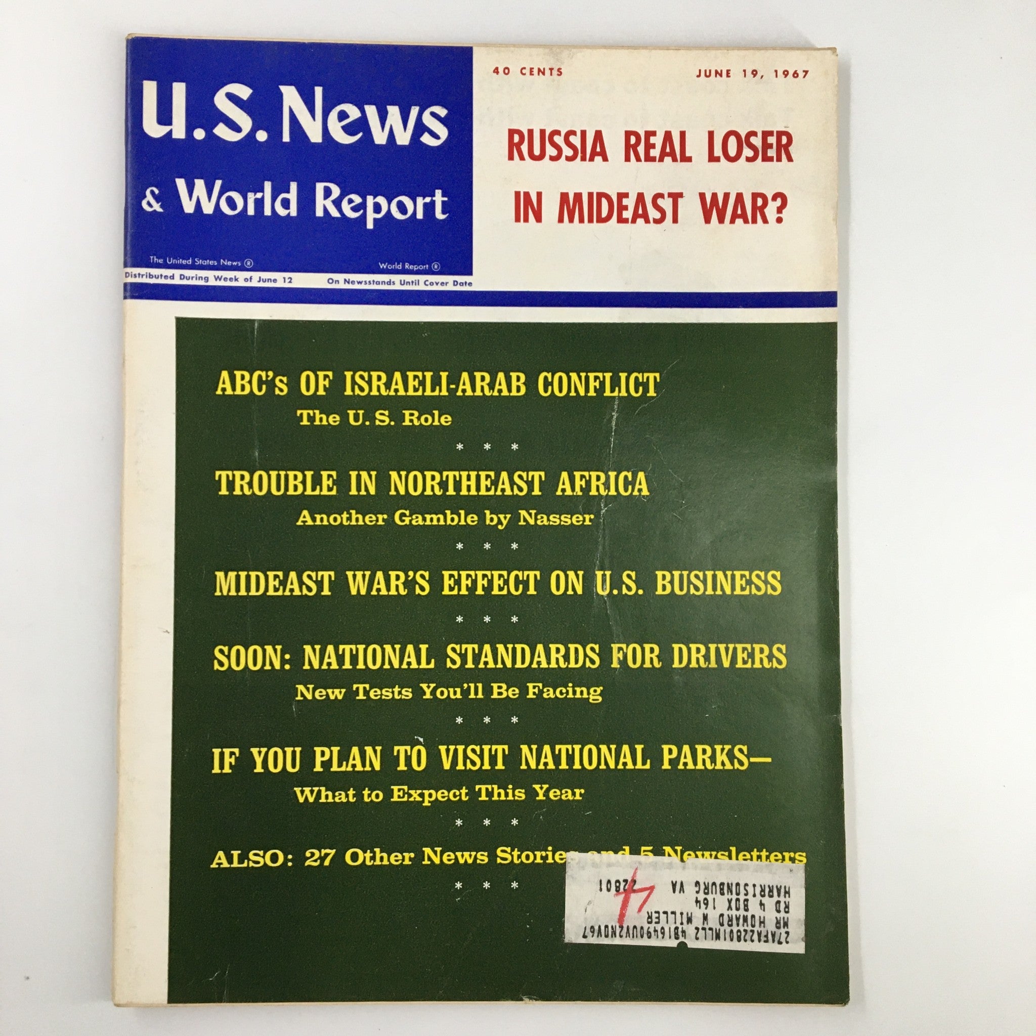 US News & World Report Magazine June 19 1967 Russia Real Loser in Mideast War