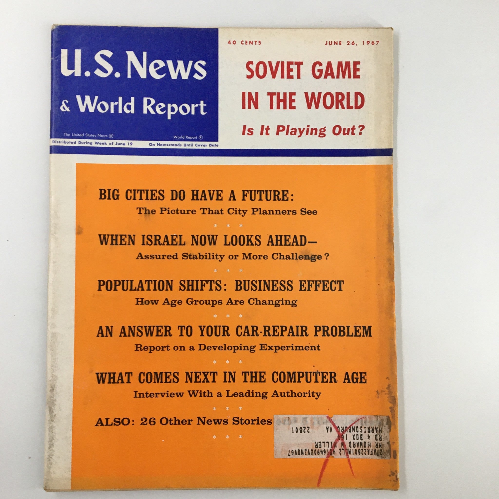 US News & World Report Magazine June 26 1967 Soviet Game in The World