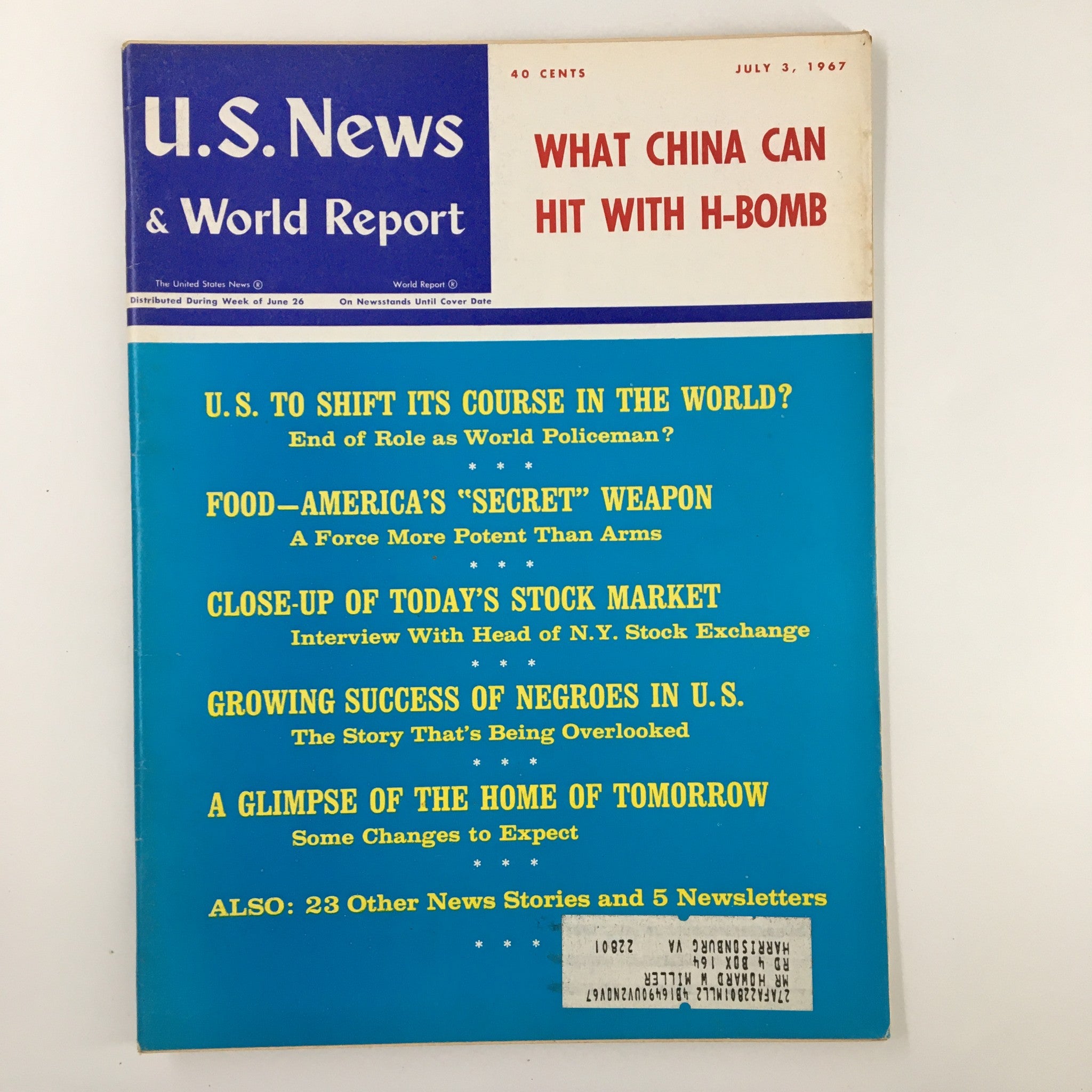 US News & World Report Magazine July 3 1967 What China Can Hit with H-Bomb