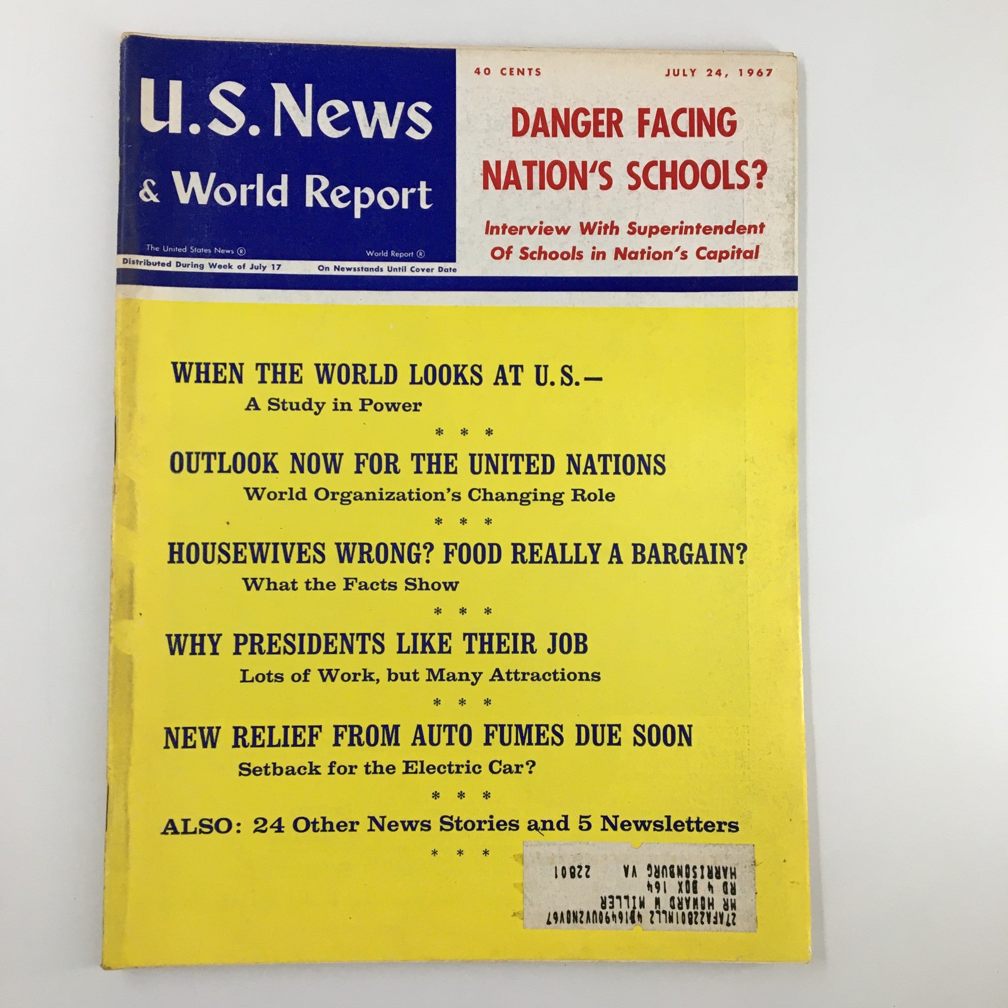 US News & World Report Magazine July 24 1967 Danger Facing Nation's School?