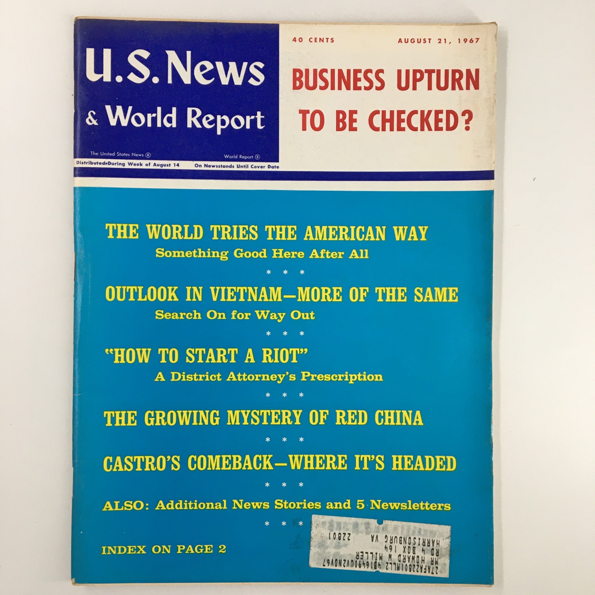 US News & World Report Magazine August 21 1967 The World Tries The American Way