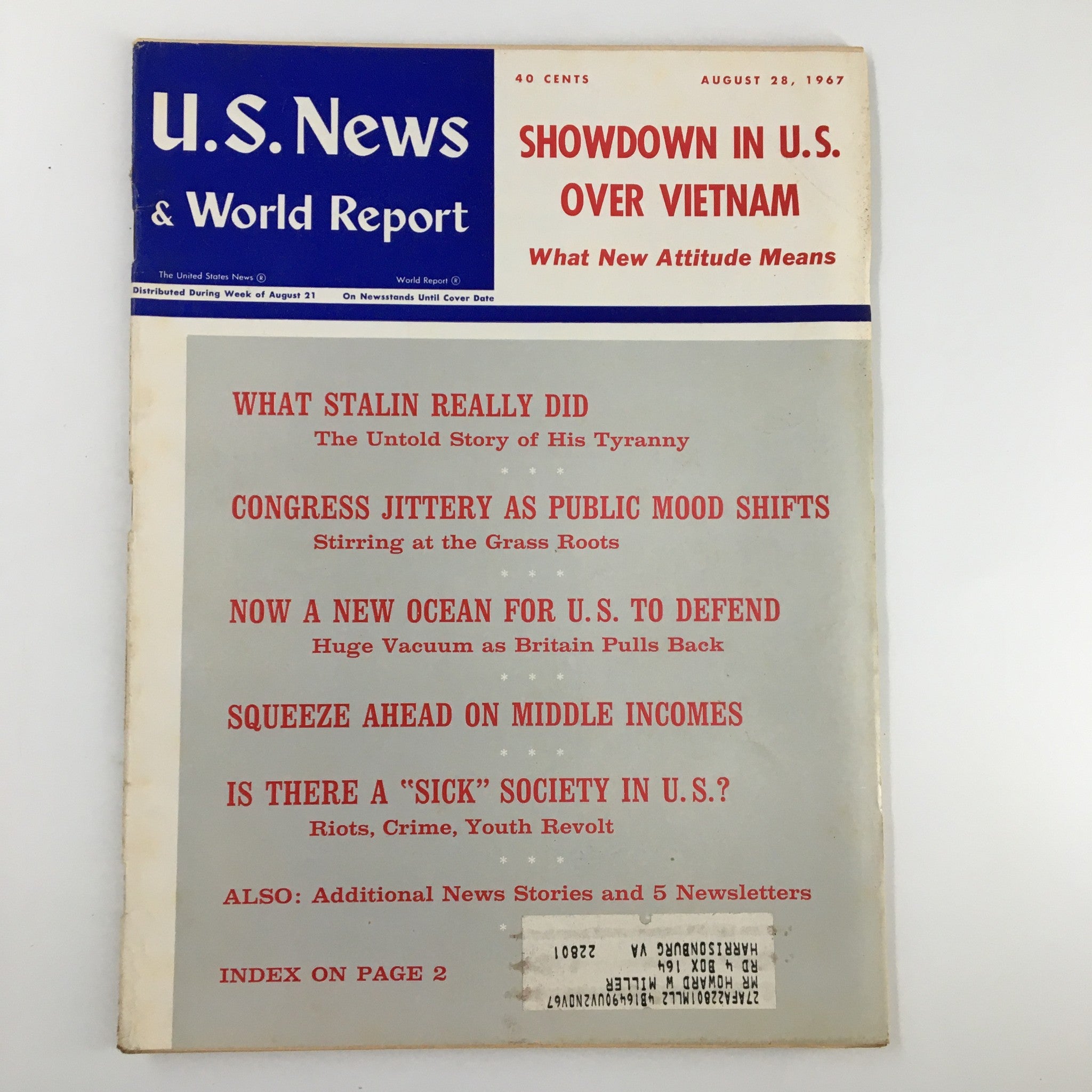 US News & World Report Magazine August 24 1967 Showdown in U.S. Over Vietnam