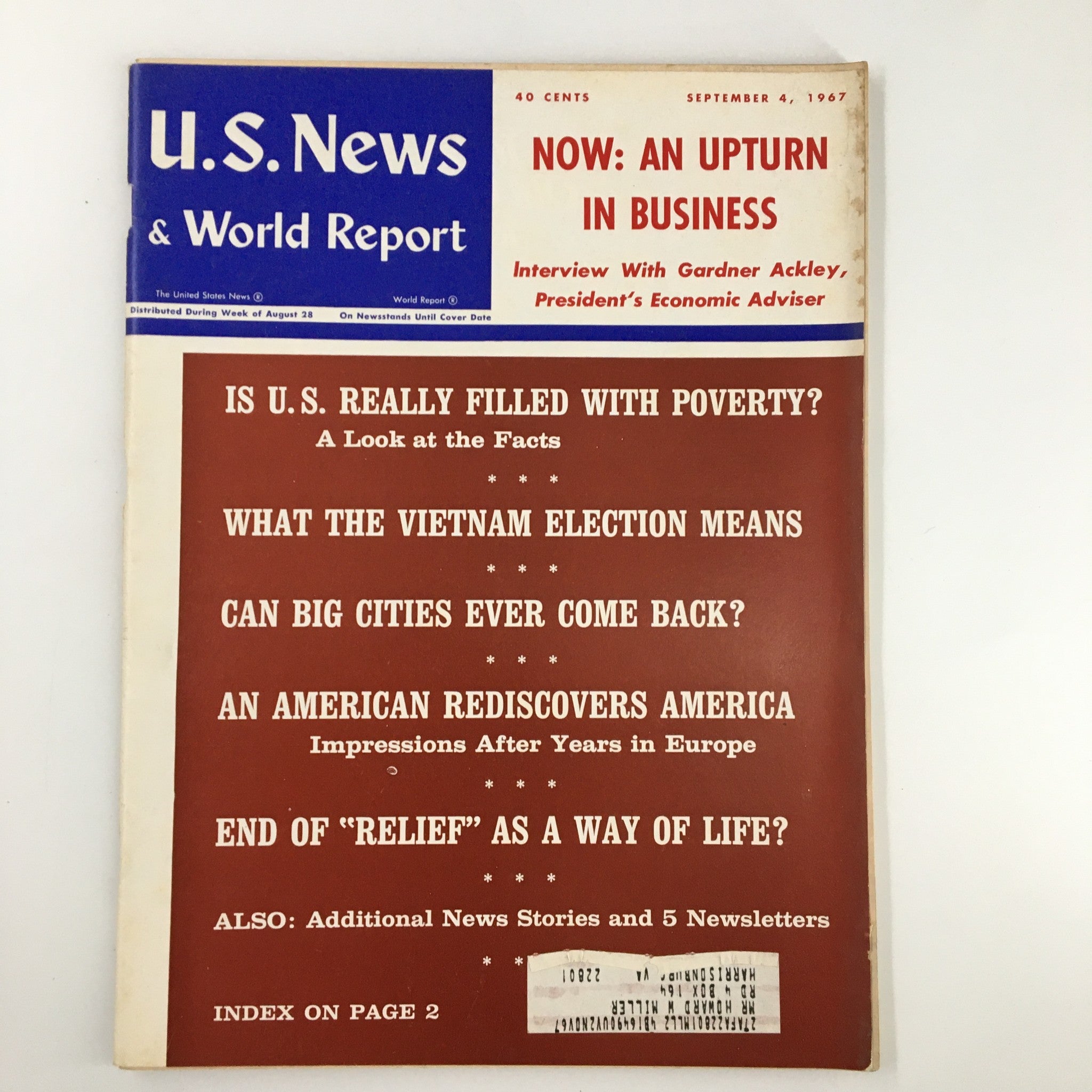 US News & World Report Magazine September 4 1967 Now An Upturn in Business