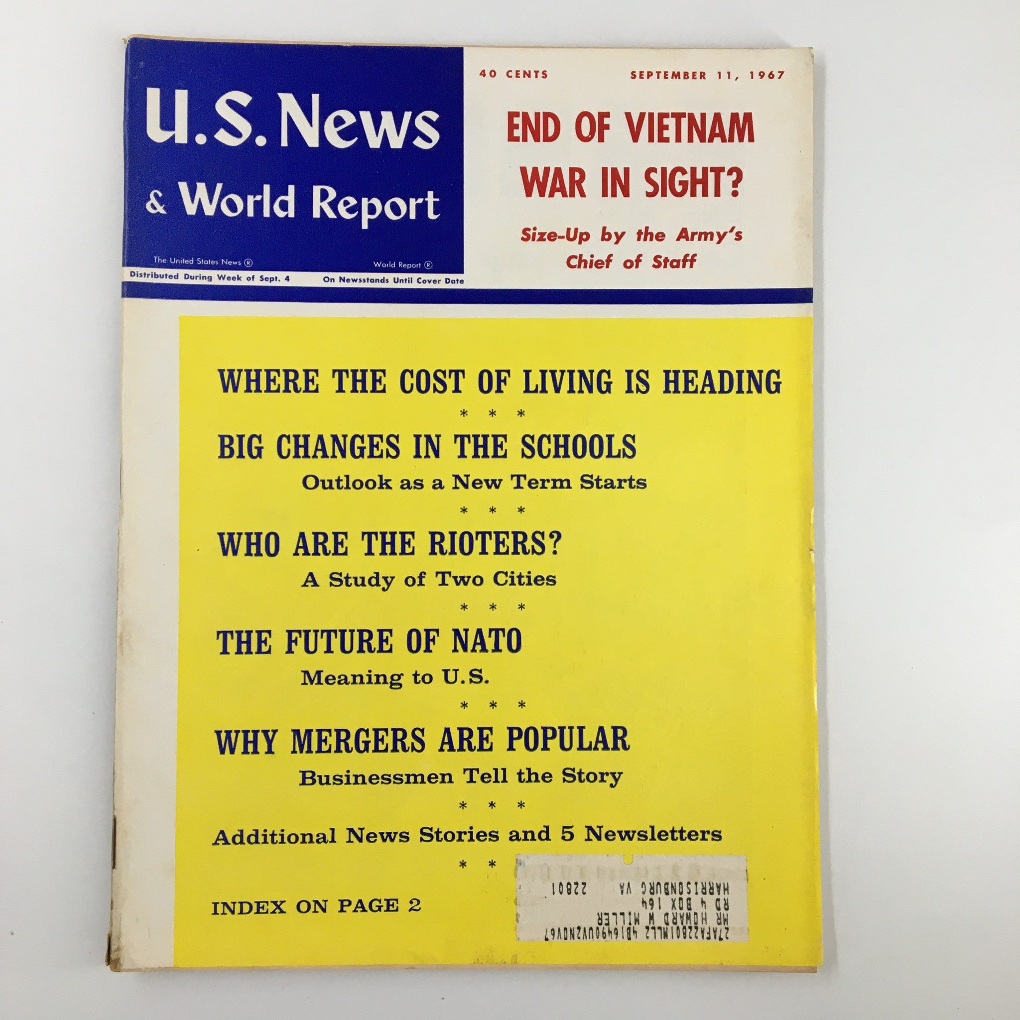 US News & World Report Magazine September 11 1967 End of Vietnam War in Sight?