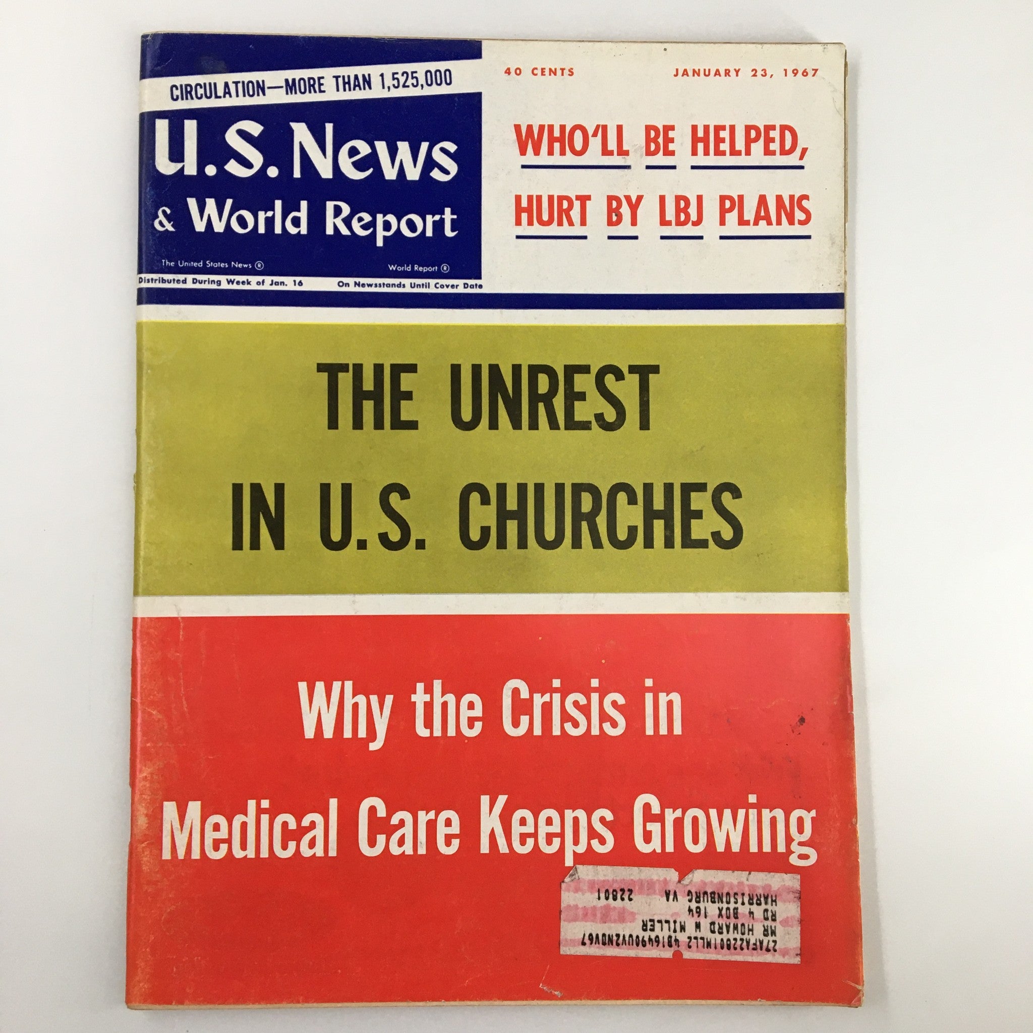 US News & World Report Magazine January 23 1967 The Unrest in U.S. Churches