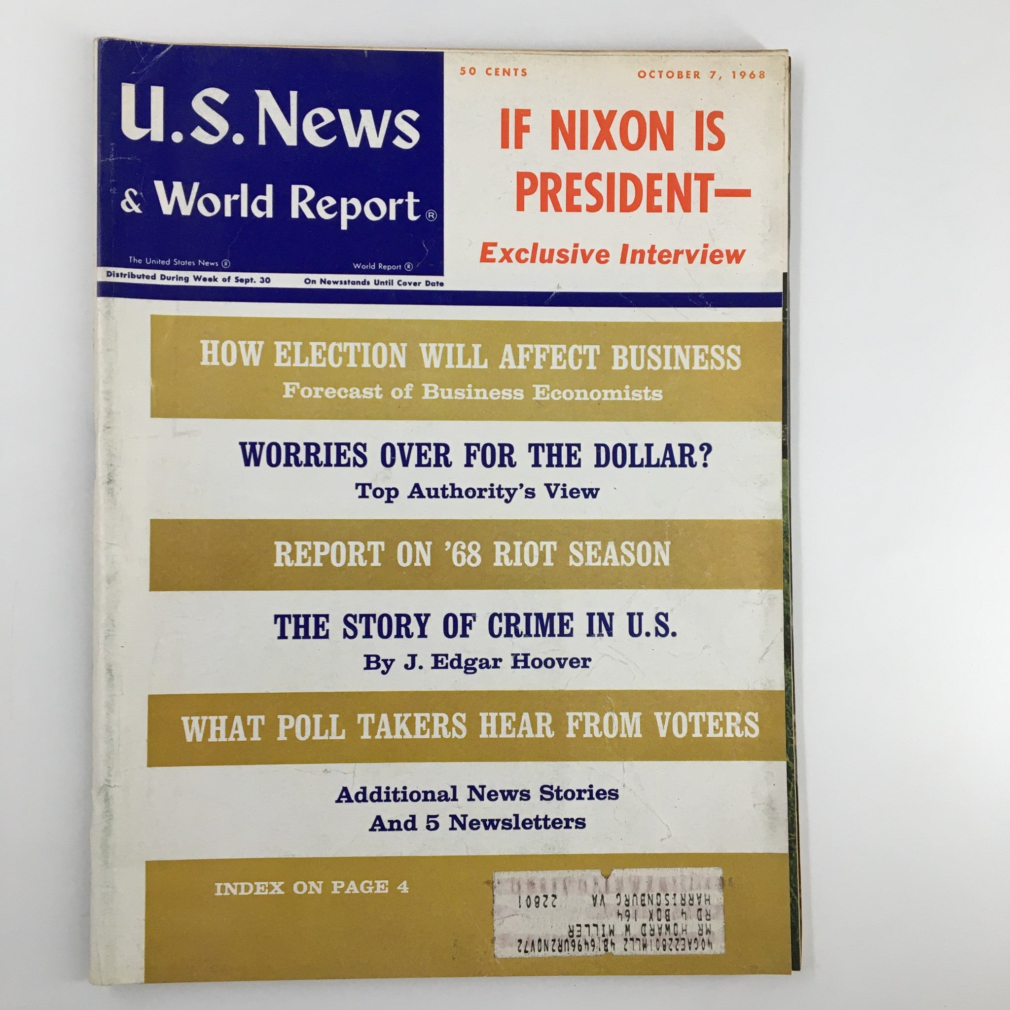 US News & World Report Magazine October 7 1968 If Richard Nixon is President