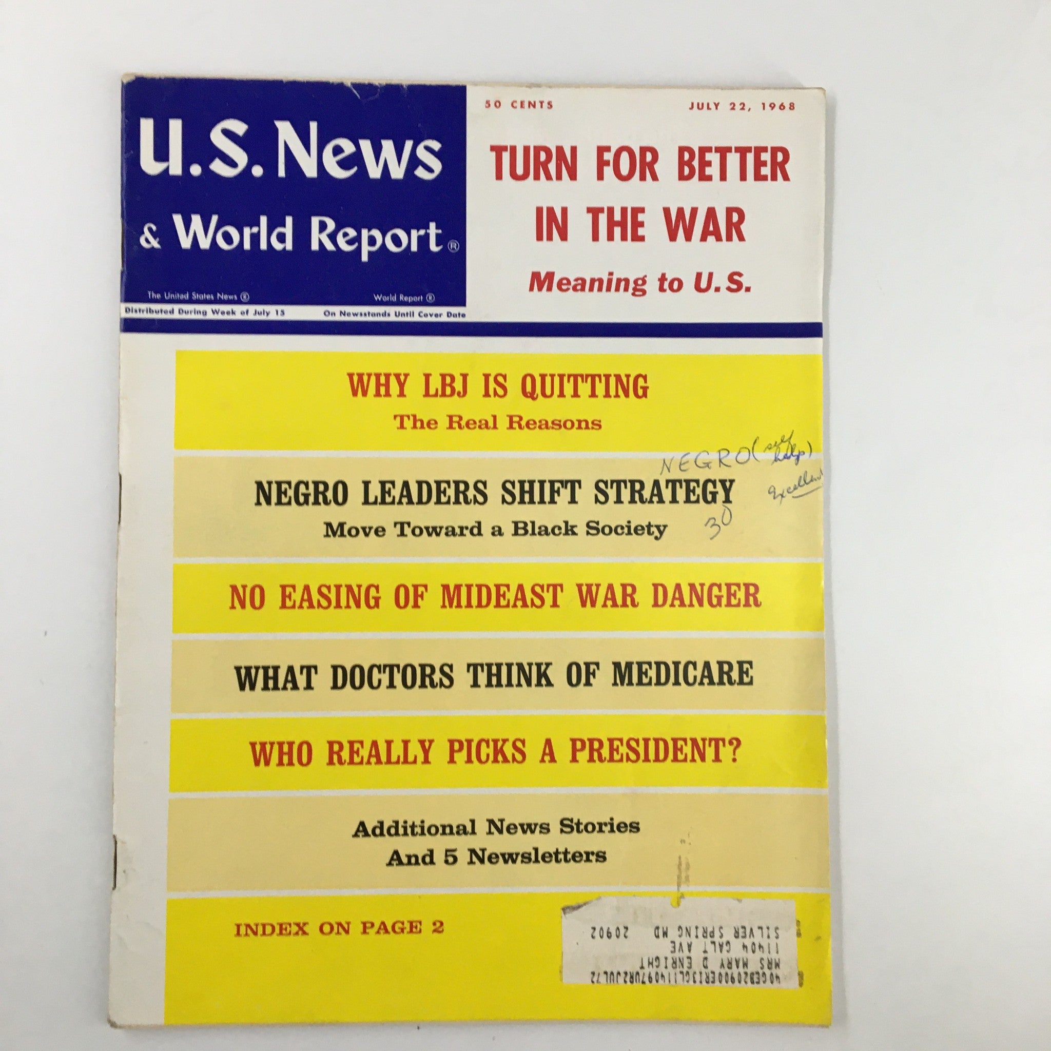 US News & World Report Magazine July 22 1968 Turn For Better in The War