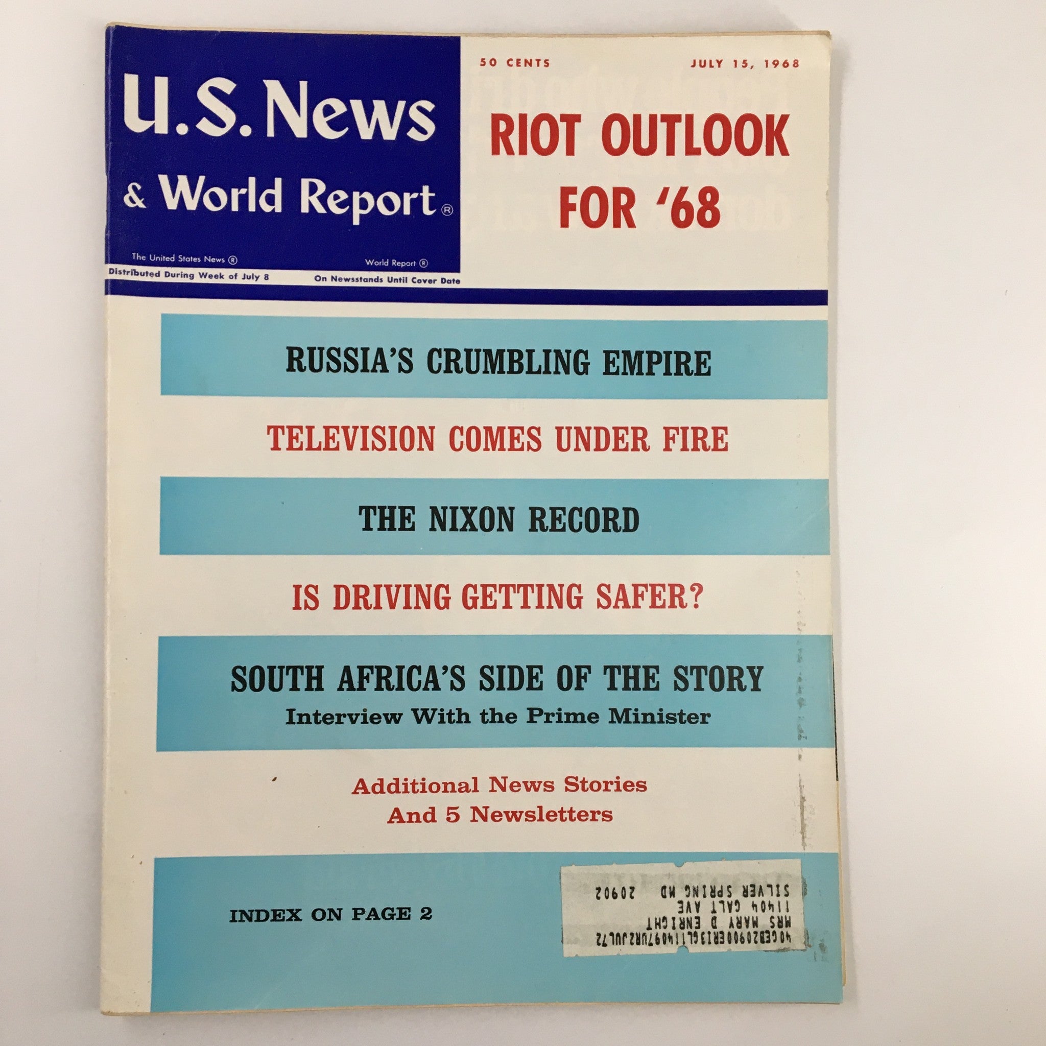 US News & World Report Magazine July 15 1968 Television Comes Under Fire