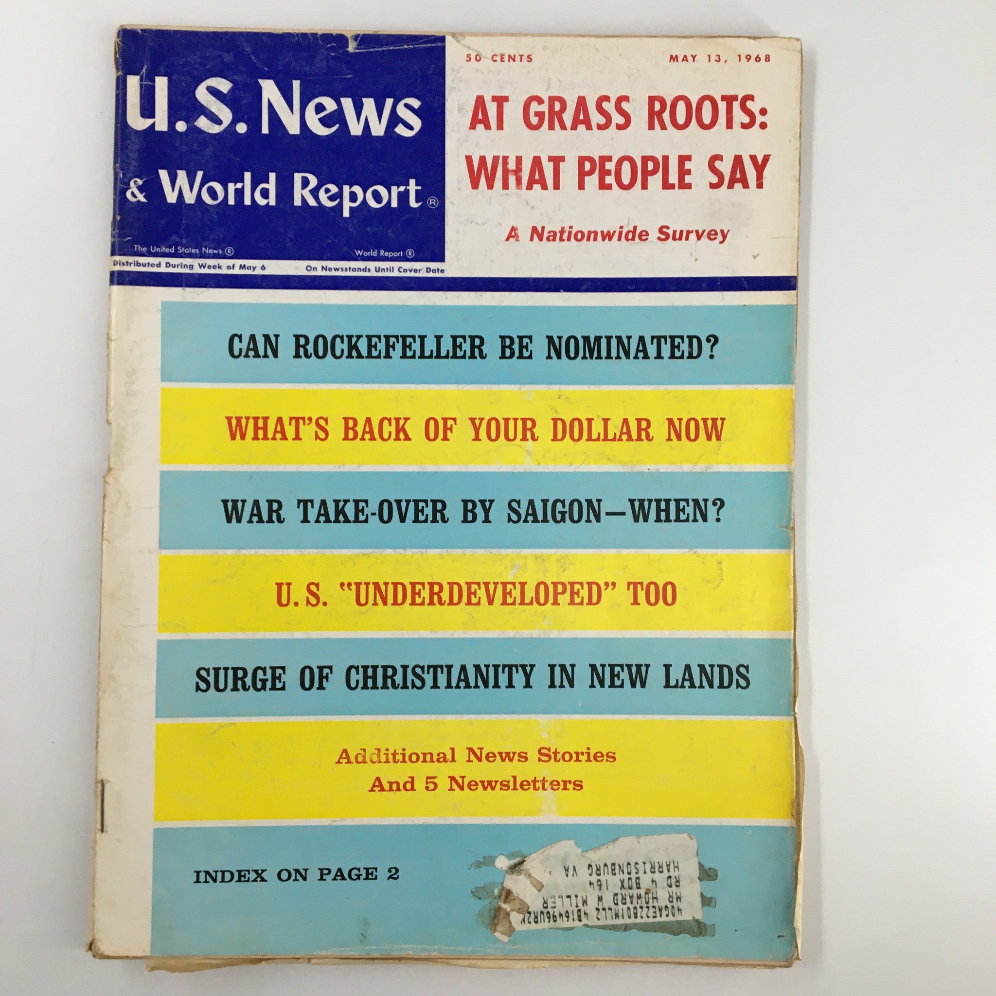 US News & World Report Magazine May 13 1968 At Grass Roots What People Say