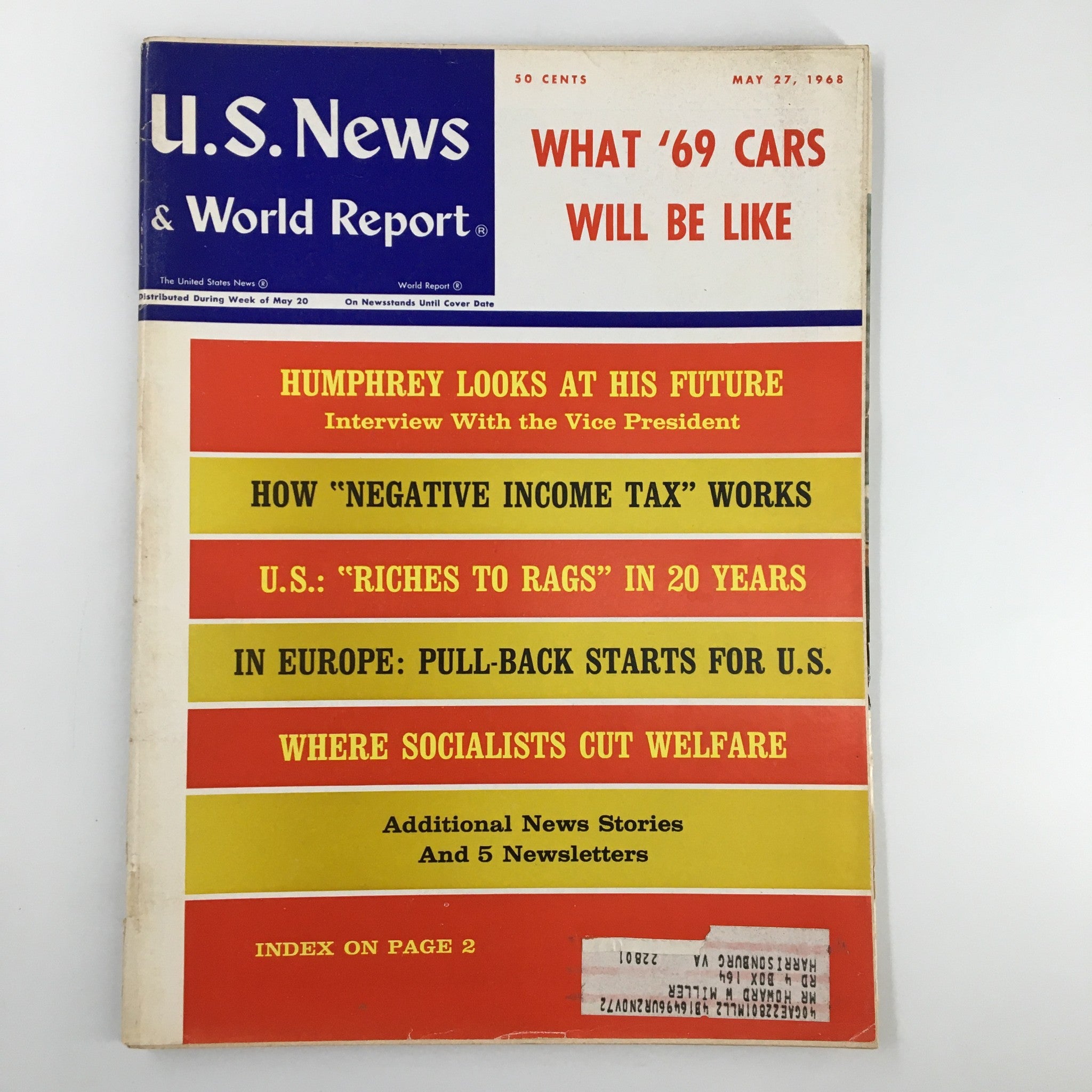 US News & World Report Magazine May 27 1968 Hubert Humphrey Looks at his Future