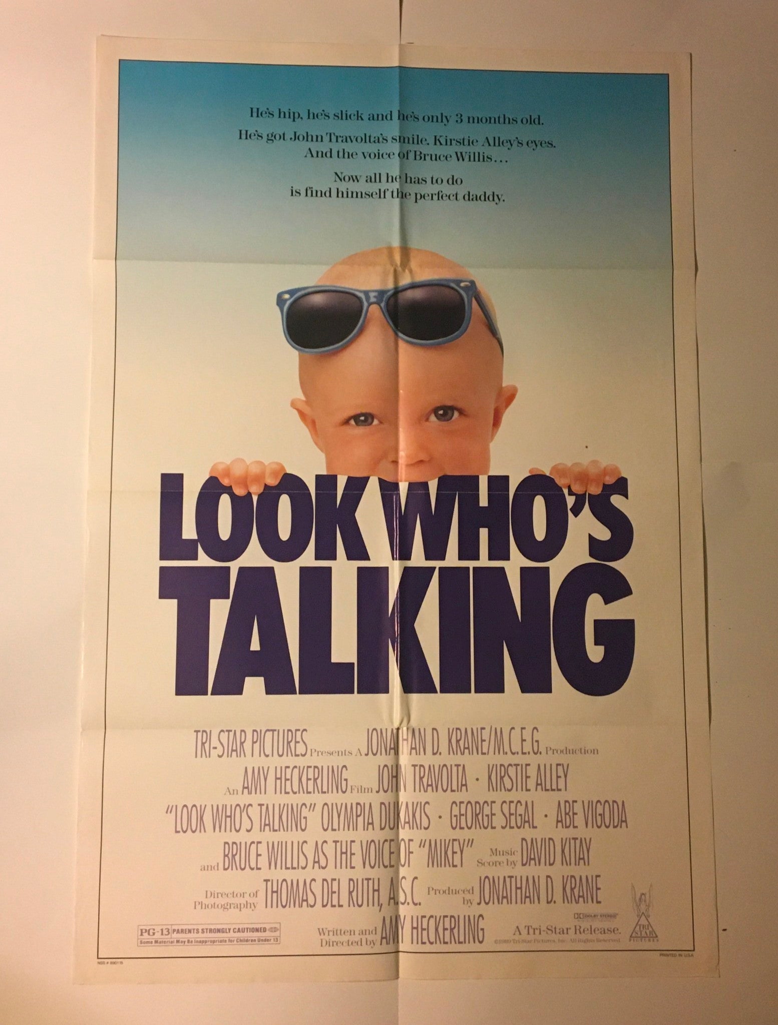 1989 Look Who's Talking 41" x 27" Original Movie Poster John Travolta