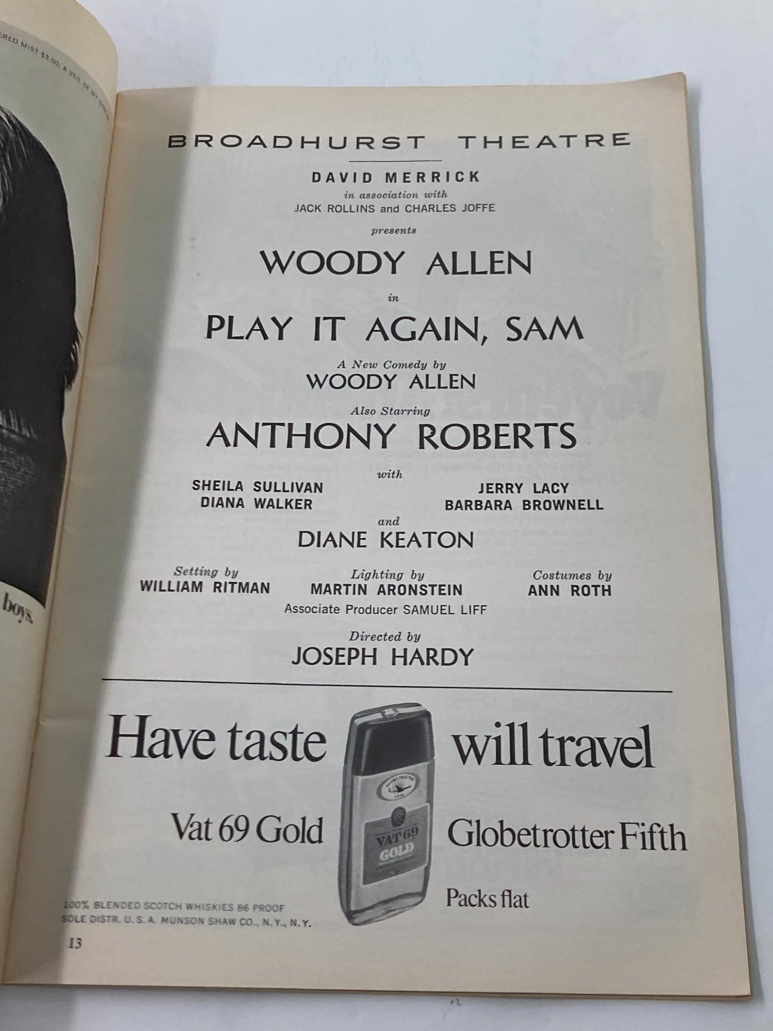 1969 Playbill Broadhurst Theatre Woody Allen in Play It Again, Sam