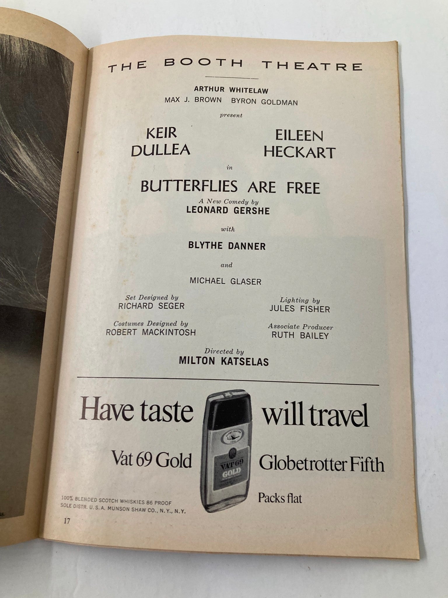 1969 Playbill The Booth Theatre Keir Dullea in Butterflies Are Free