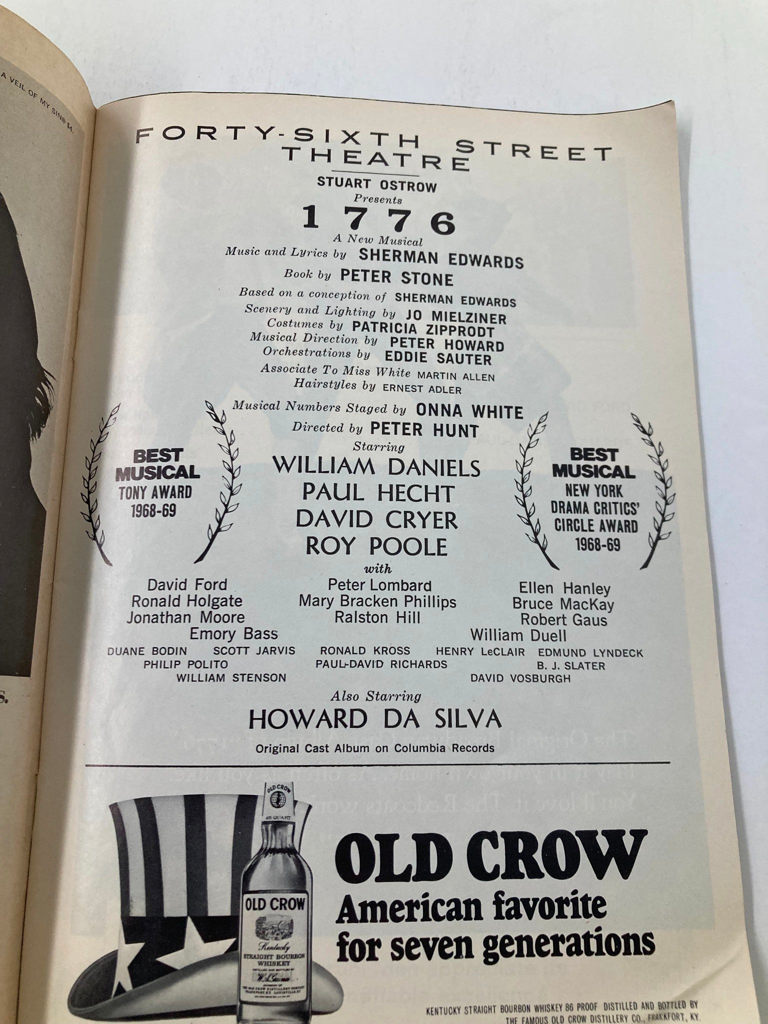 1970 Playbill 46th Street Theatre William Daniels, Paul Hecht in 1776