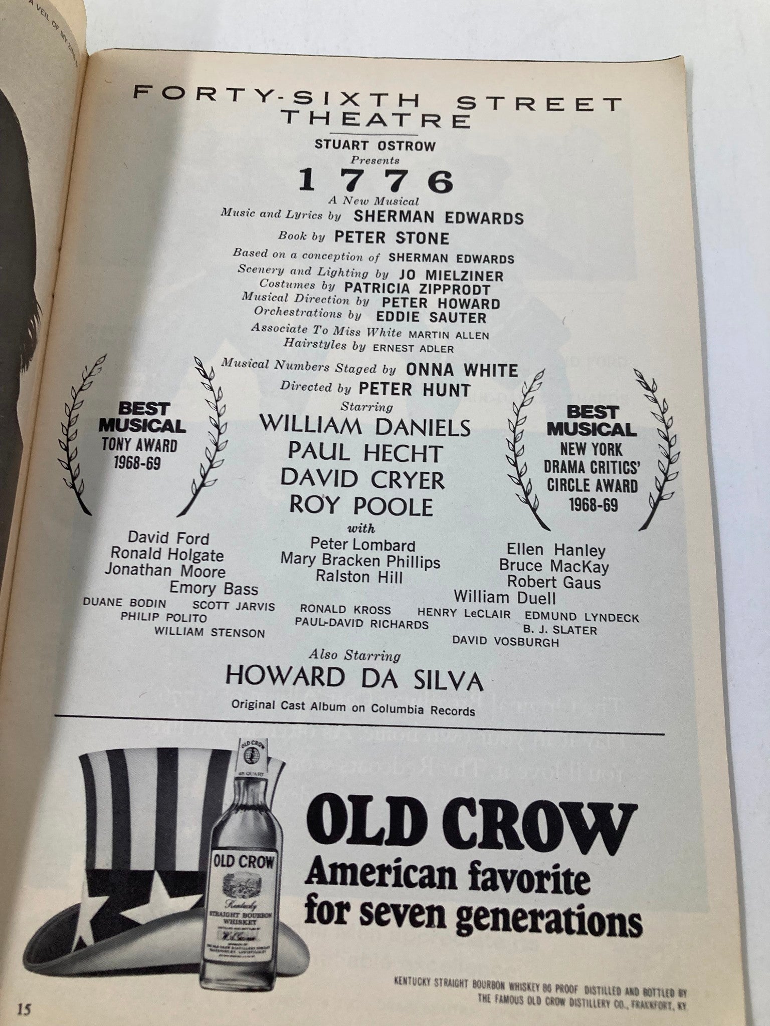 1970 Playbill 46th Street Theatre David Cryer, Roy Poole in 1776