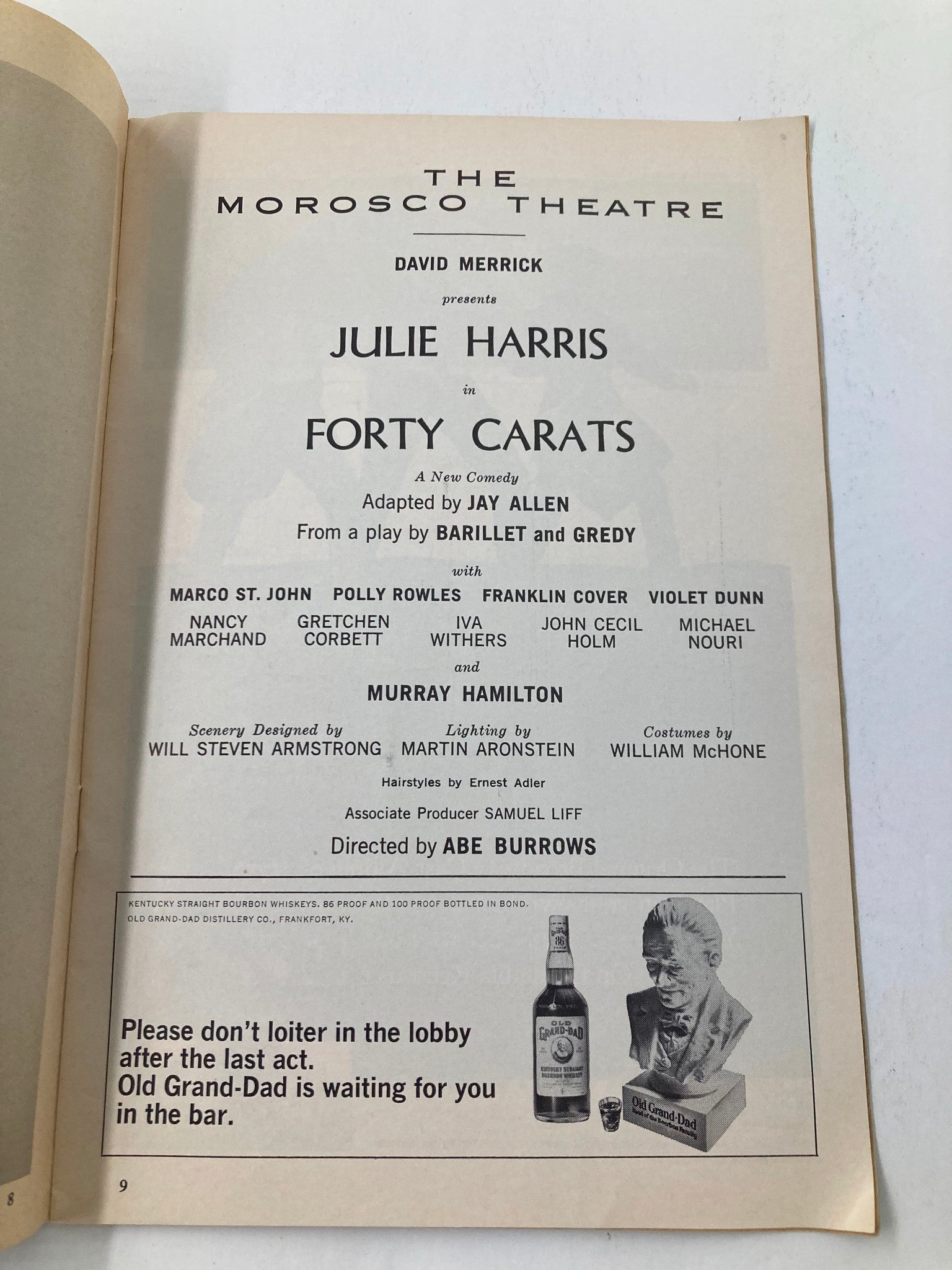 1969 Playbill The Morosco Theatre Julie Harris, Murray Hamilton in Forty Carats