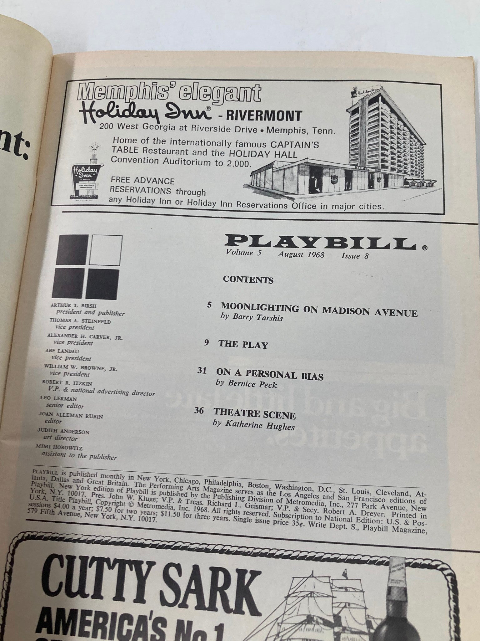 1968 Playbill The Morosco Theatre Arthur Kennedy, Kate Reid in The Price