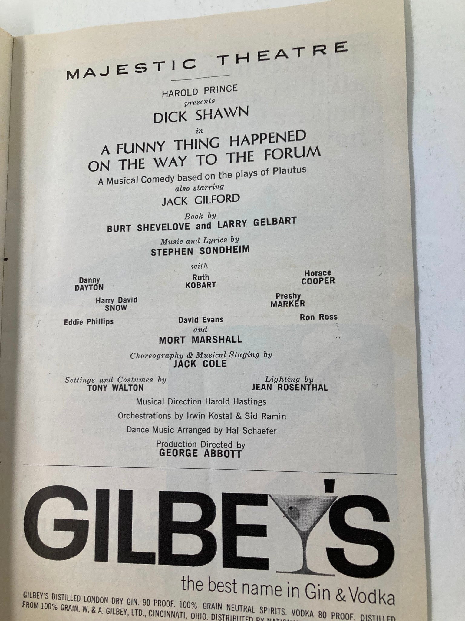 1964 Playbill Majetic Theatre A Funny Thing Happened On The Way To The Forum