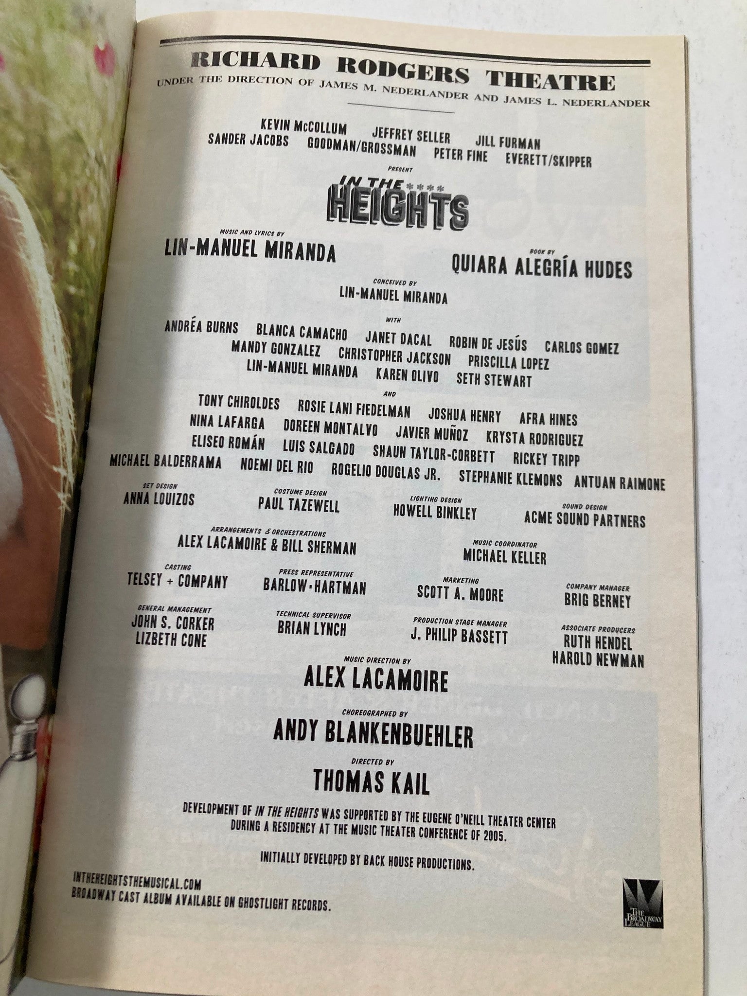 July 2008 Playbill Richard Rodgers Theatre Kevin McCollum in In The Heights