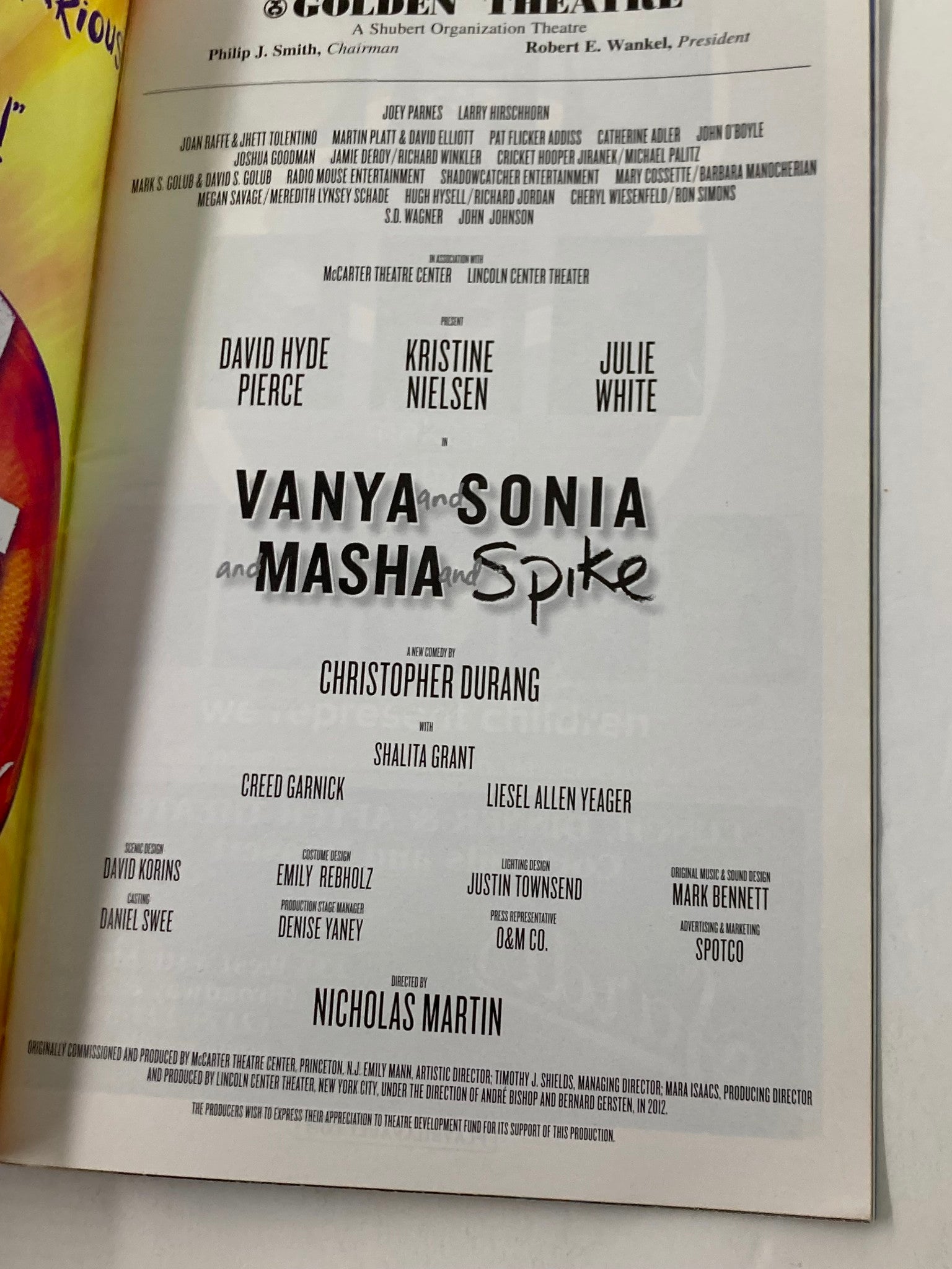 2013 Playbill Golden Theatre Julie White in Vanya and Sonia and Masha and Spike