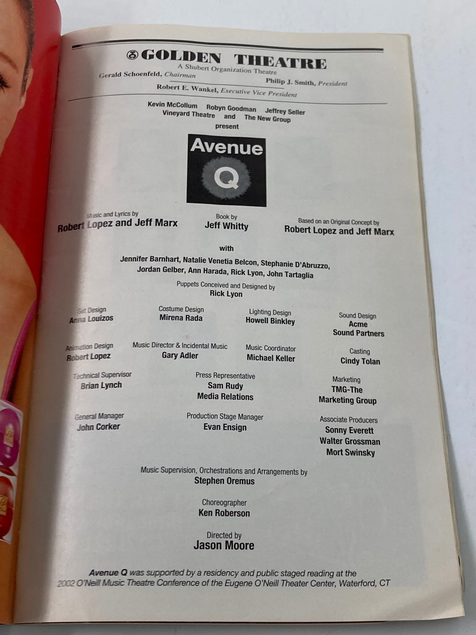 2003 Playbill Golden Theatre Jennifer Barnhart, John Tartaglia in Avenue Q