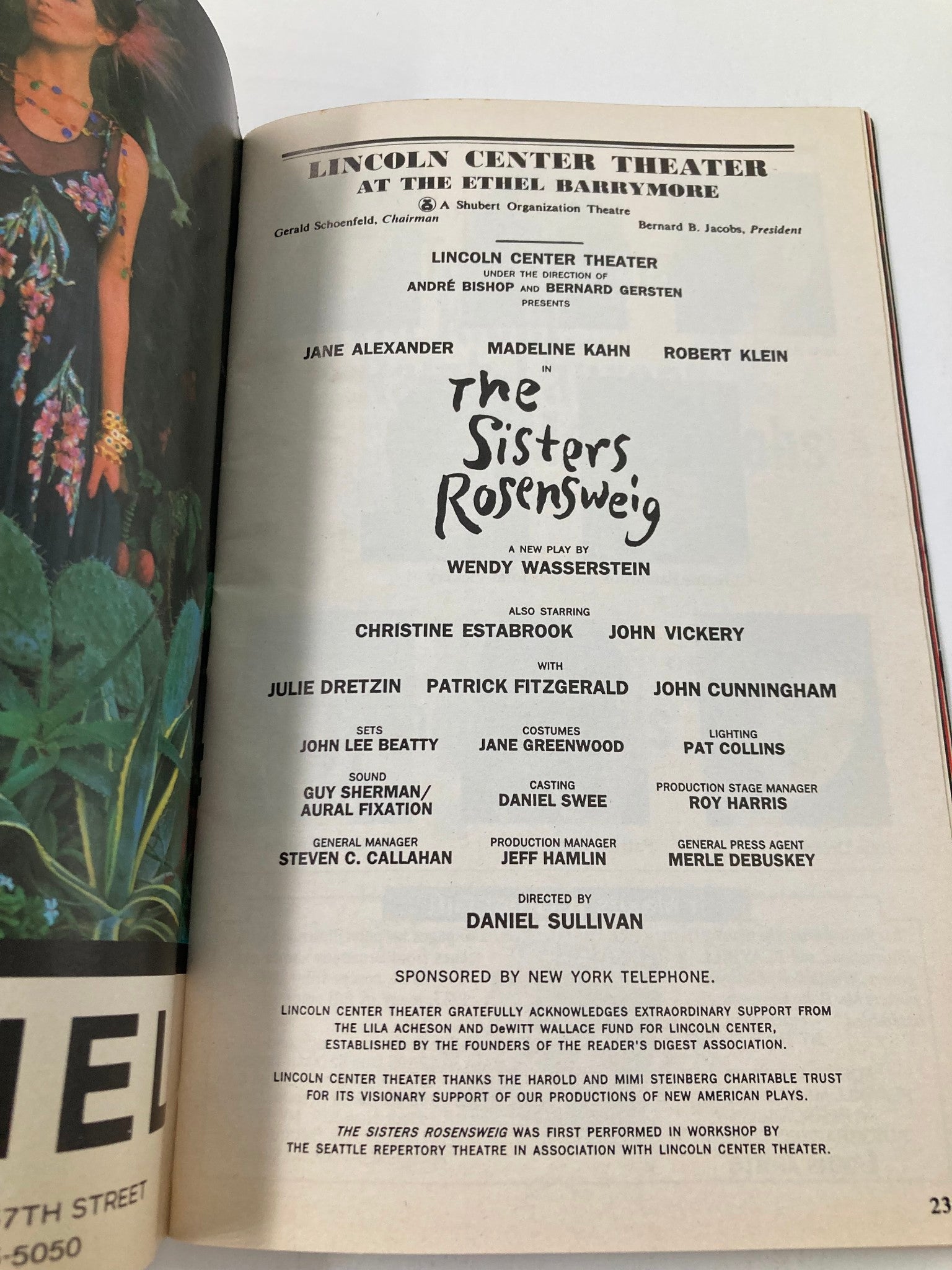 1993 Playbill Ethel Barrymore Theatre Jane Alexander in The Sisters Rosenweig