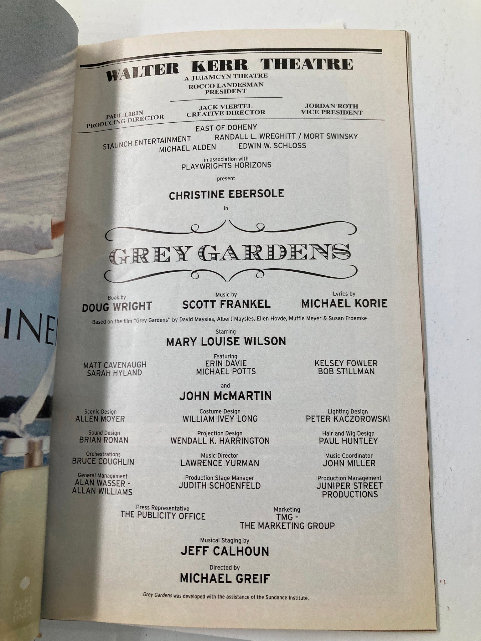 2007 Playbill Walter Kerr Theatre Christine Ebersole in Grey Gardens