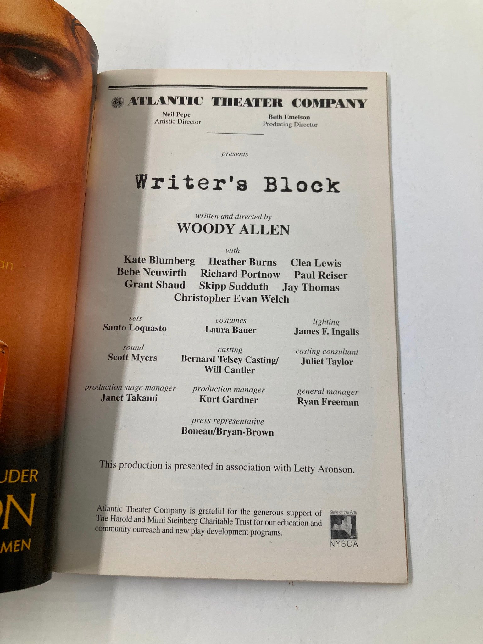 2003 Playbill Atlantic Theater Company Kate Blumberg in Writer's Block