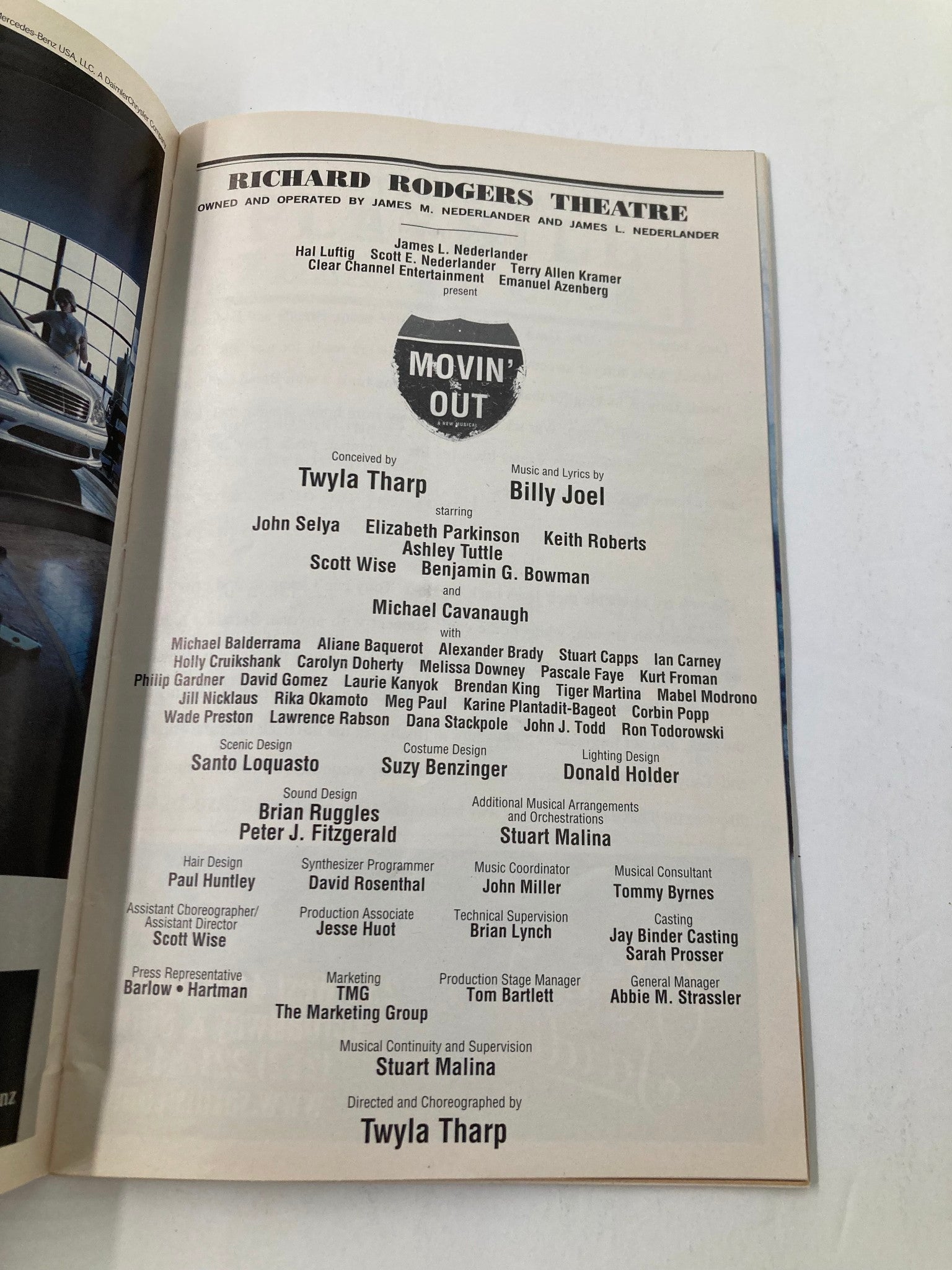 2003 Playbill Richard Rodgers Theatre John Selya, Ashley Tuttle in Movn' Out