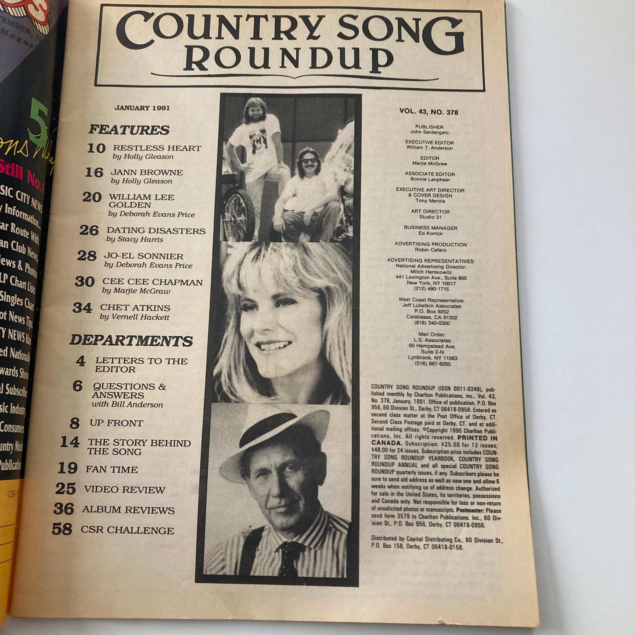 Country Song Roundup Magazine January 1991 Restless Heart and Jann Browne