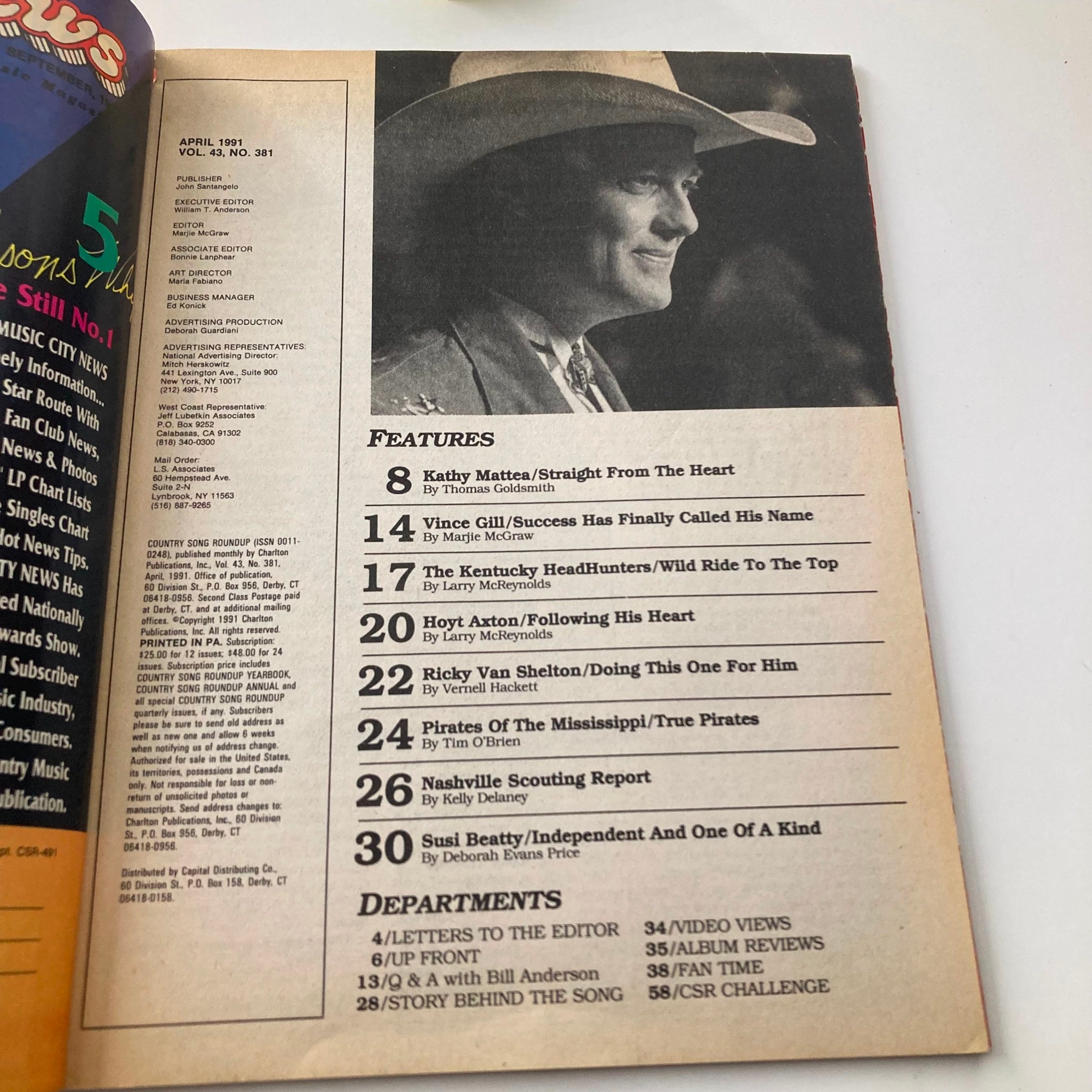 Country Song Roundup Magazine April 1991 Kentucky Headhunters & Hoyt Axton