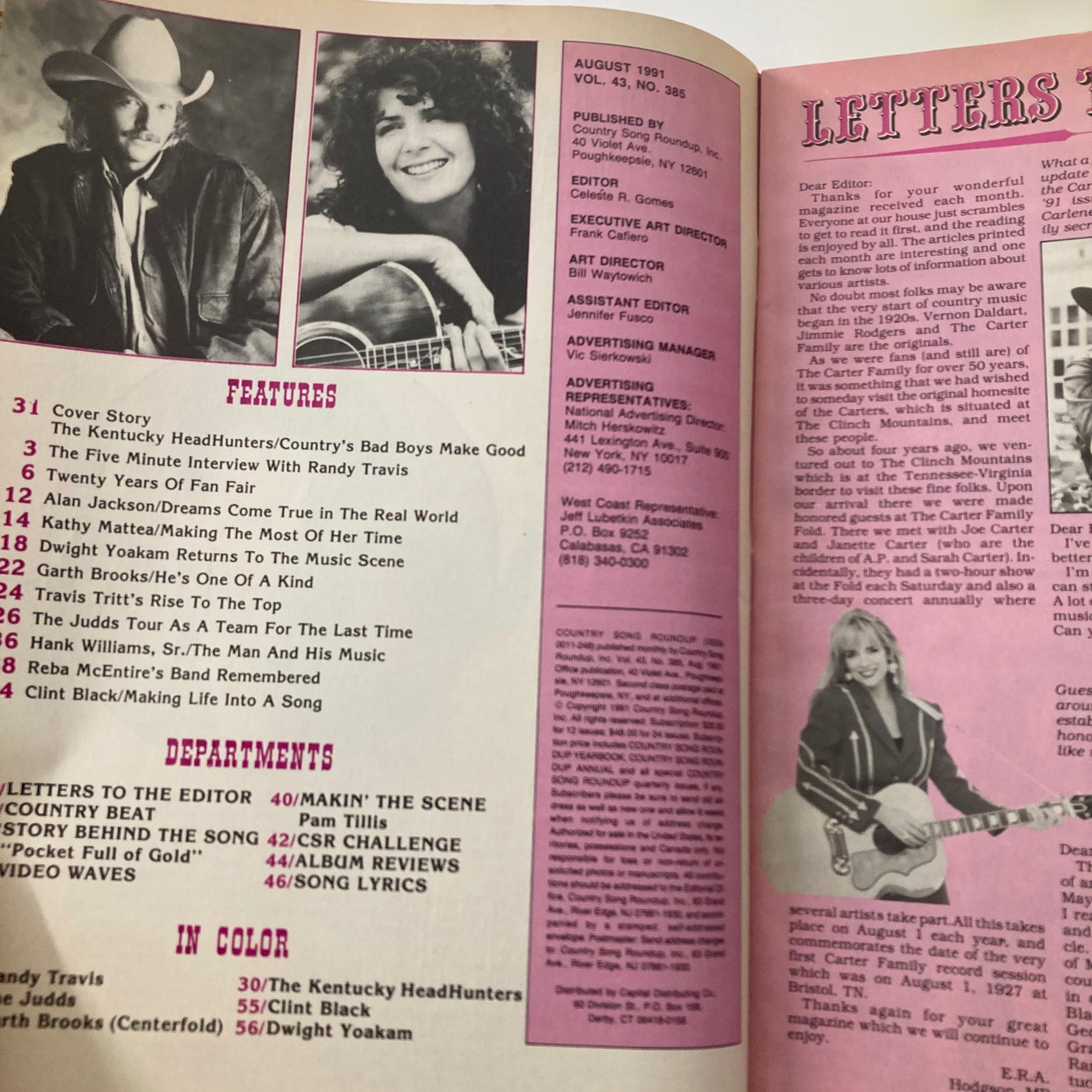 Country Song Roundup Magazine August 1991 The Kentucky Headhunters