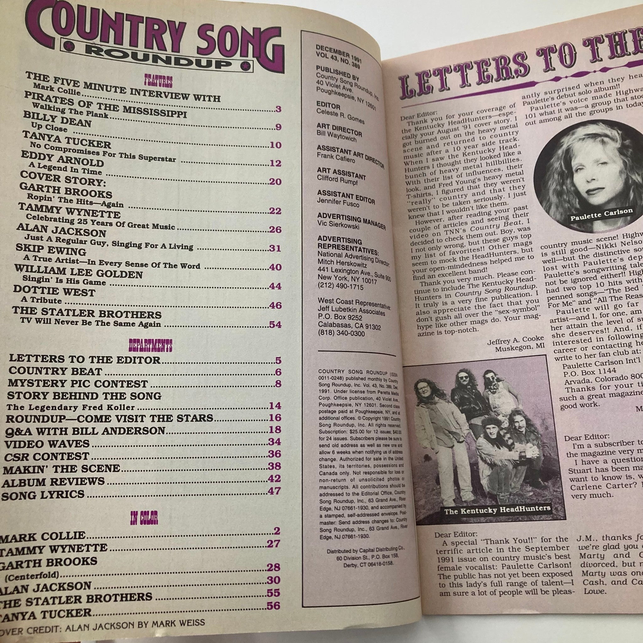 Country Song Roundup Magazine December 1991 Garth Brooks and Billy Dean