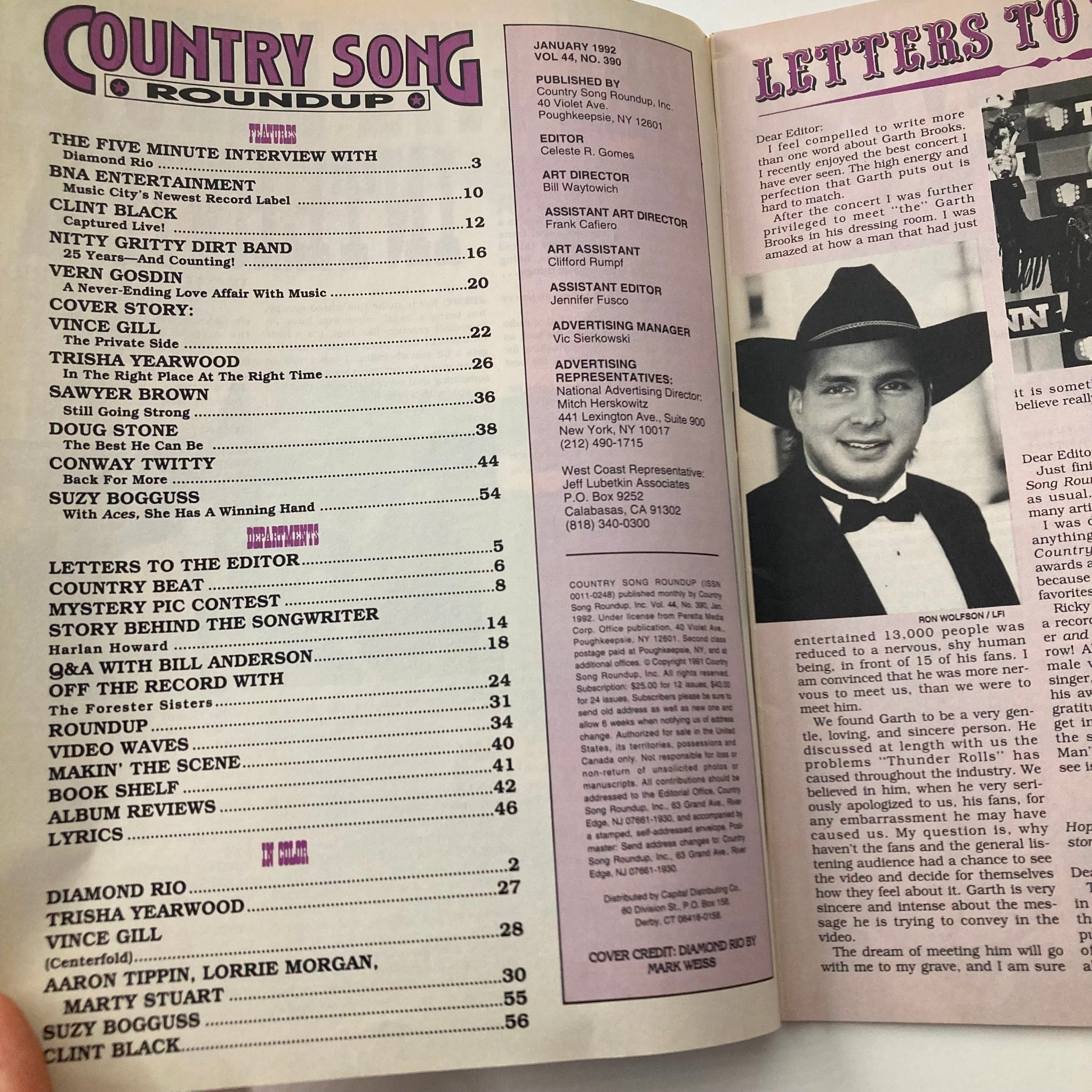 Country Song Roundup Magazine January 1992 Vince Gill and Diamond Rio