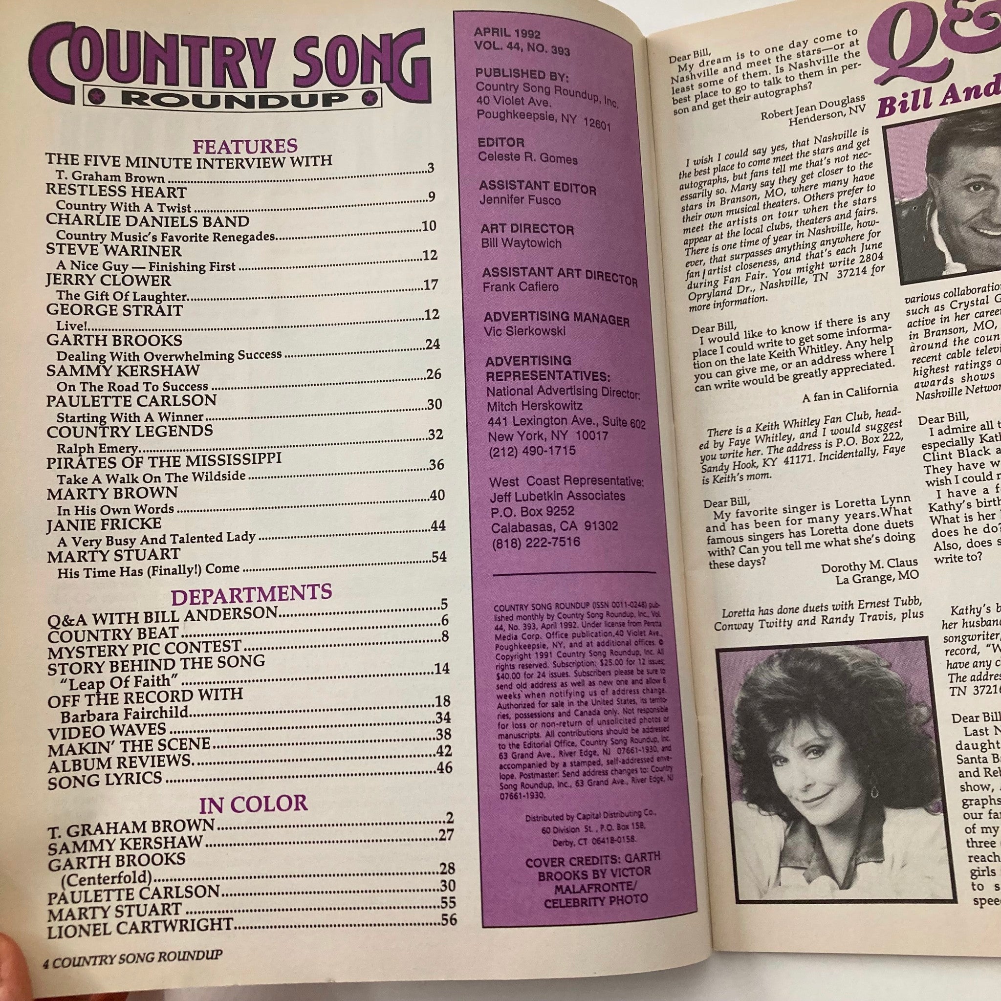 Country Song Roundup Magazine April 1992 Garth Brooks & Sammy Kershaw No Label