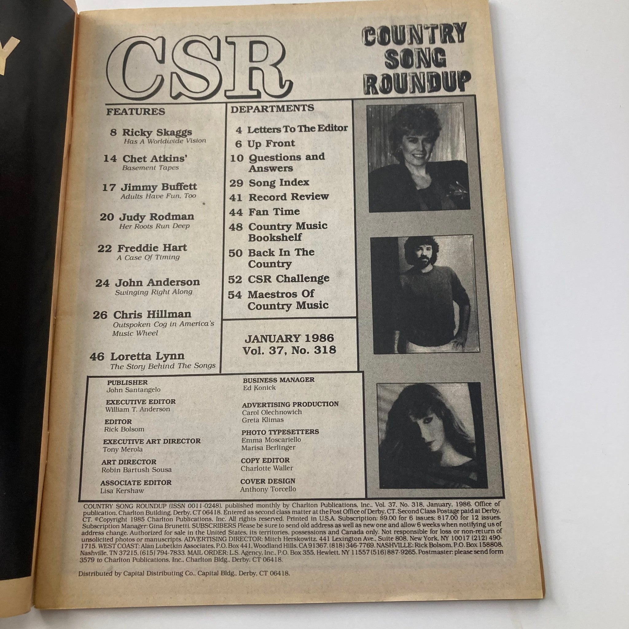 VTG Country Song Roundup Magazine January 1986 Ricky Skaggs & John Anderson