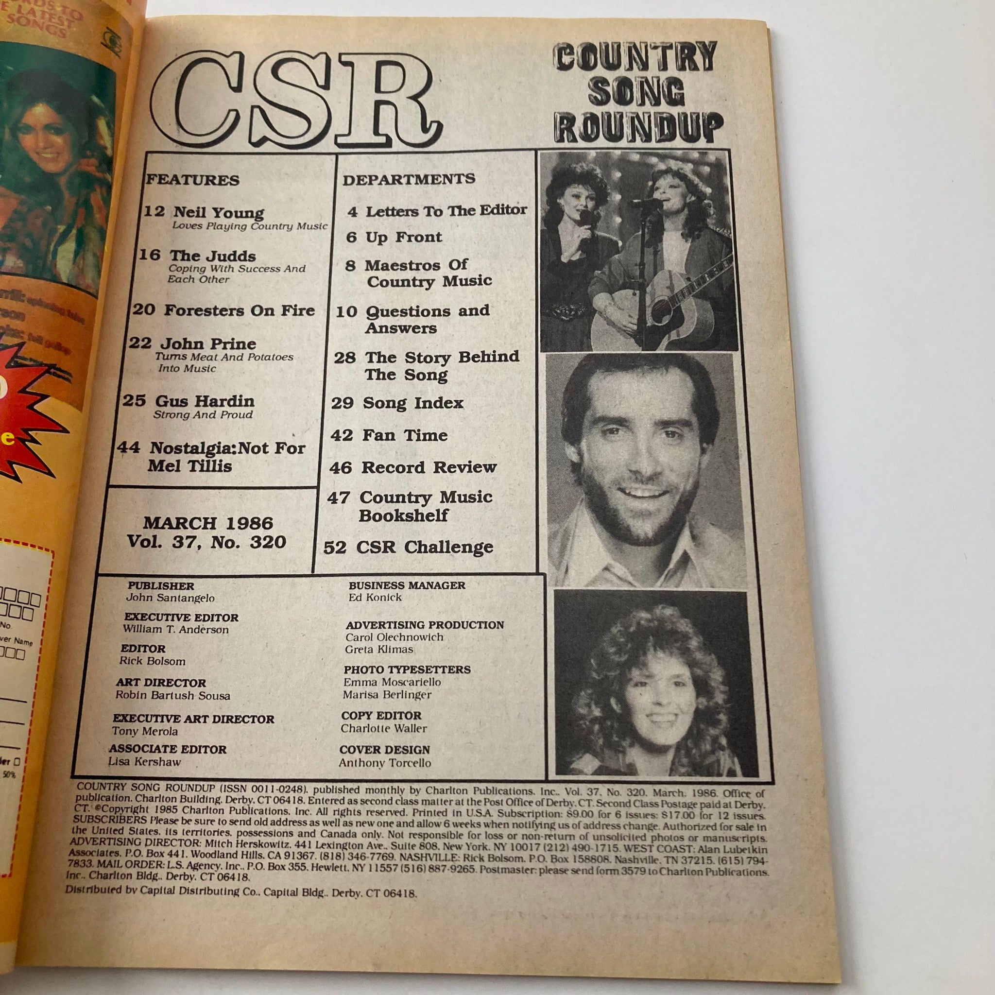 VTG Country Song Roundup Magazine March 1986 The Judds Coping with Success