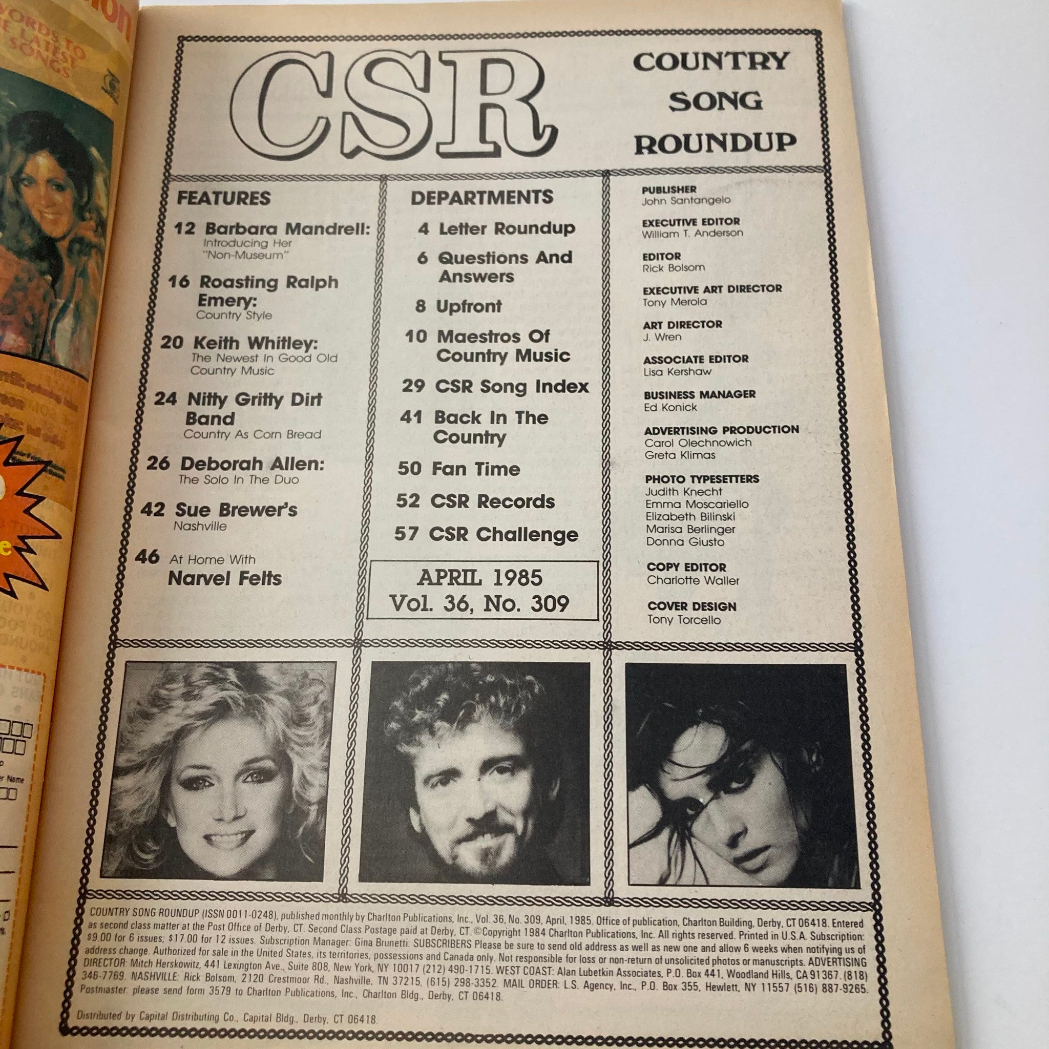 VTG Country Song Roundup Magazine April 1985 Barbara Mendrell & Ralph Emery