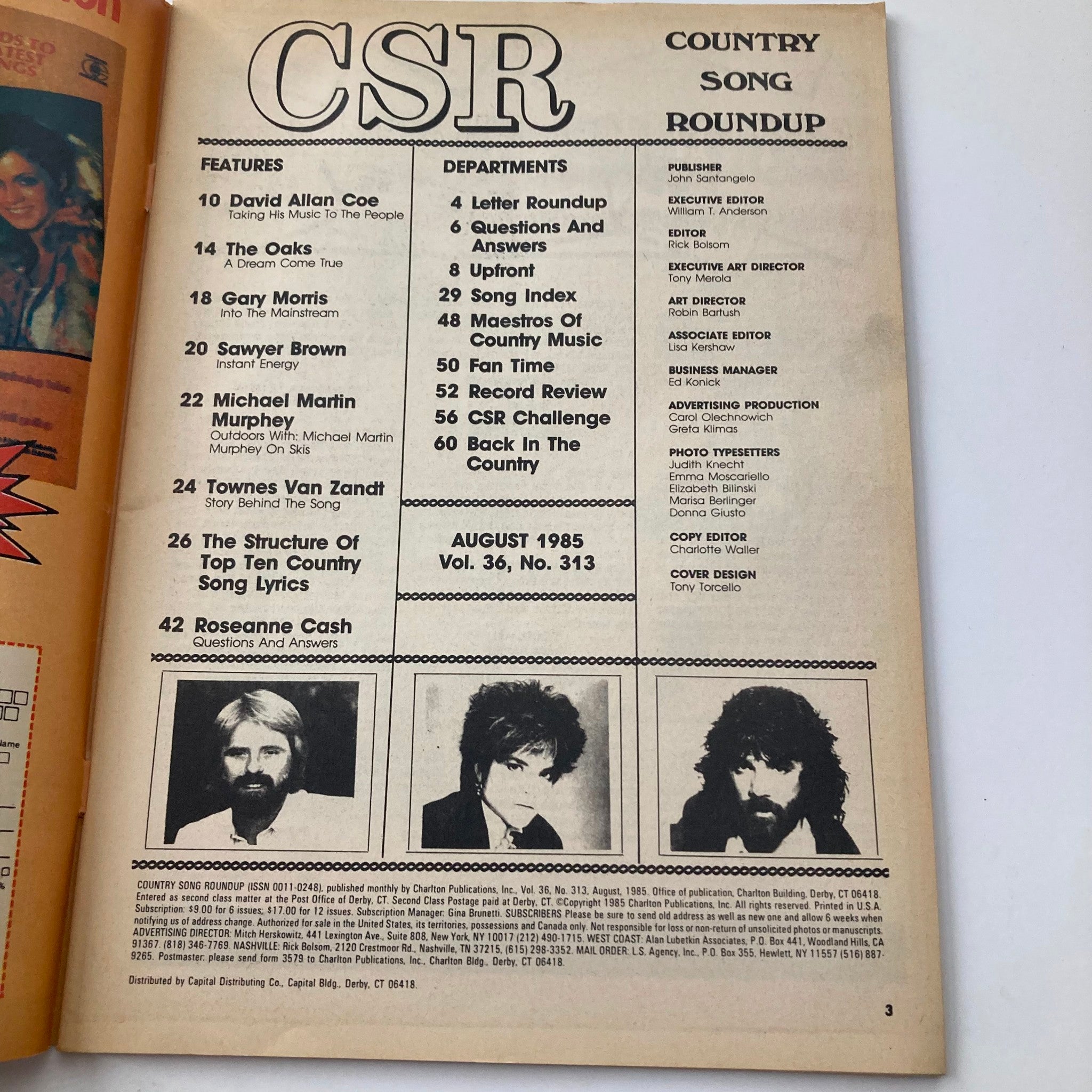 VTG Country Song Roundup Magazine August 1985 The Oaks A Dream Come True