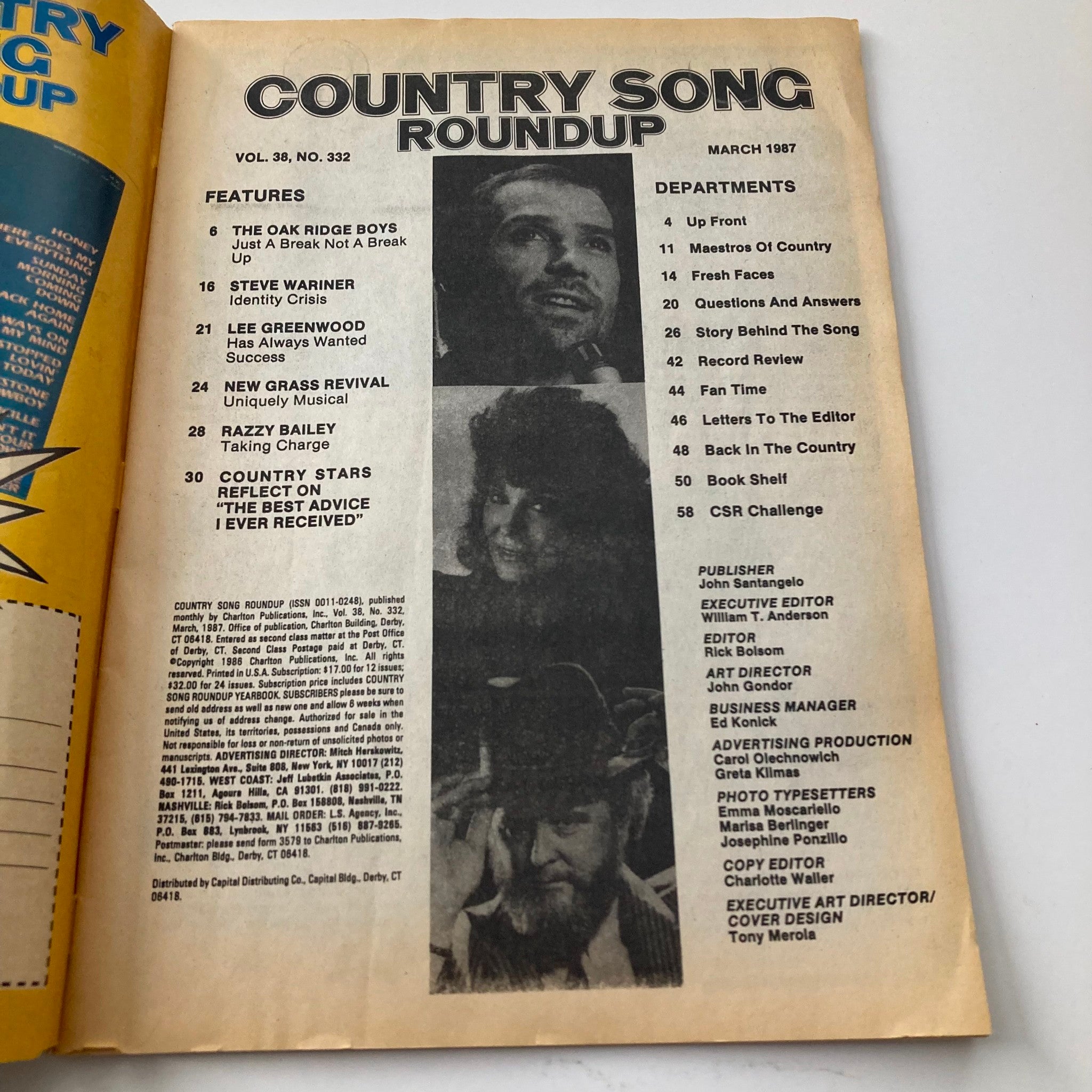 VTG Country Song Roundup Magazine March 1987 The Oak Bridge Boys, Steve Wariner