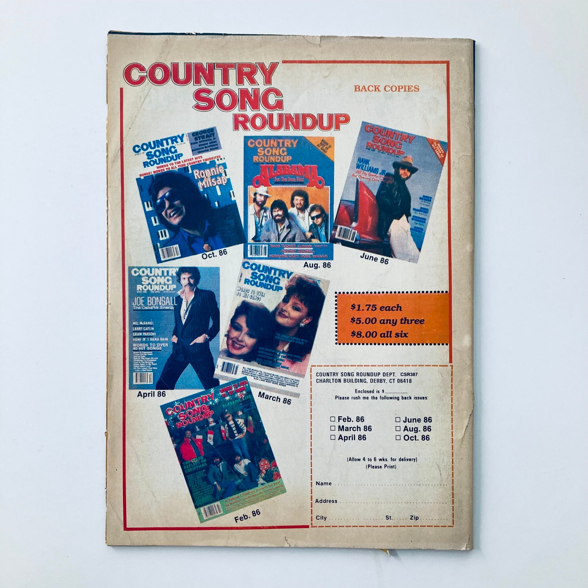 VTG Country Song Roundup Magazine March 1987 The Oak Bridge Boys, Steve Wariner