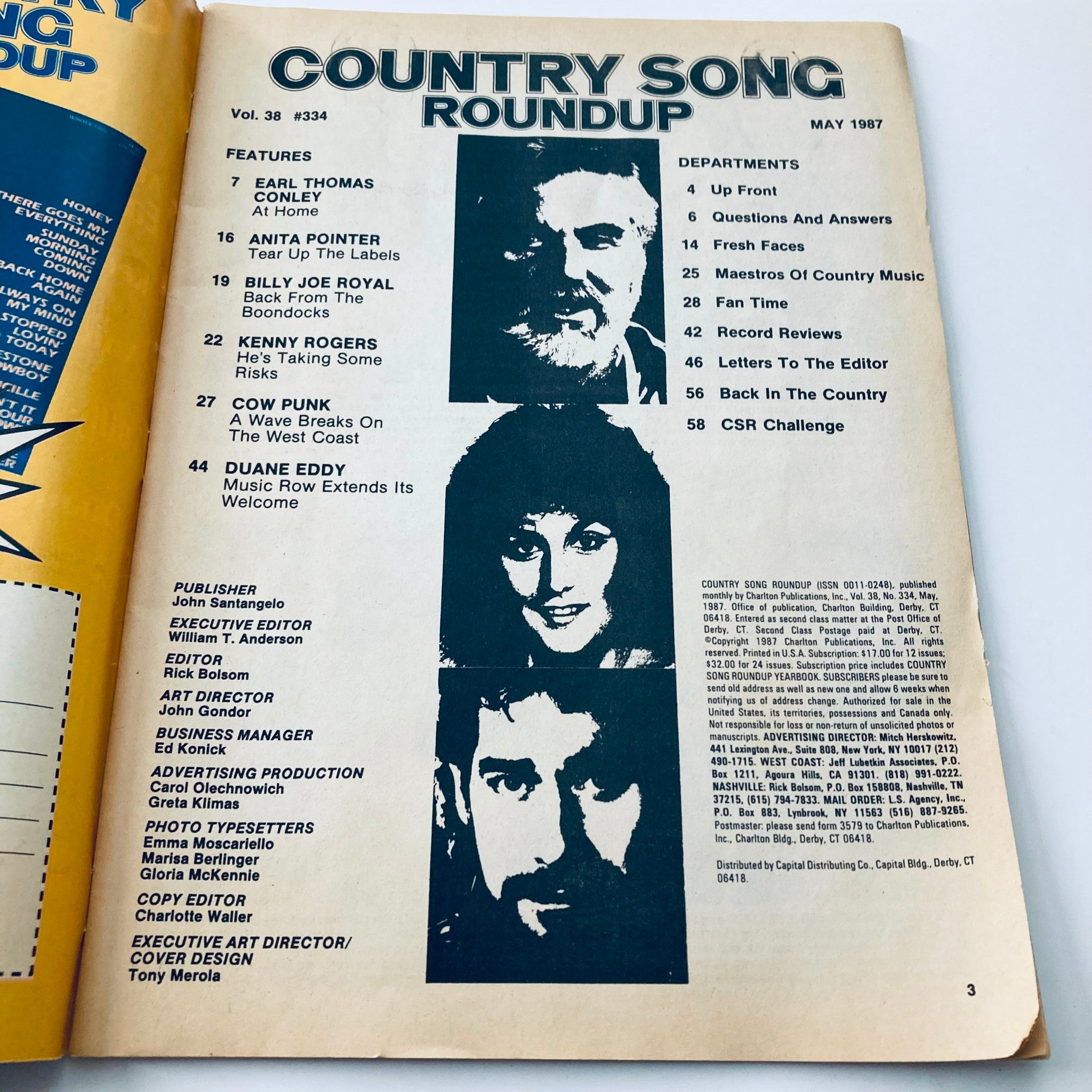 VTG Country Song Roundup Magazine May 1987 At Home with Earl Thomas Conley