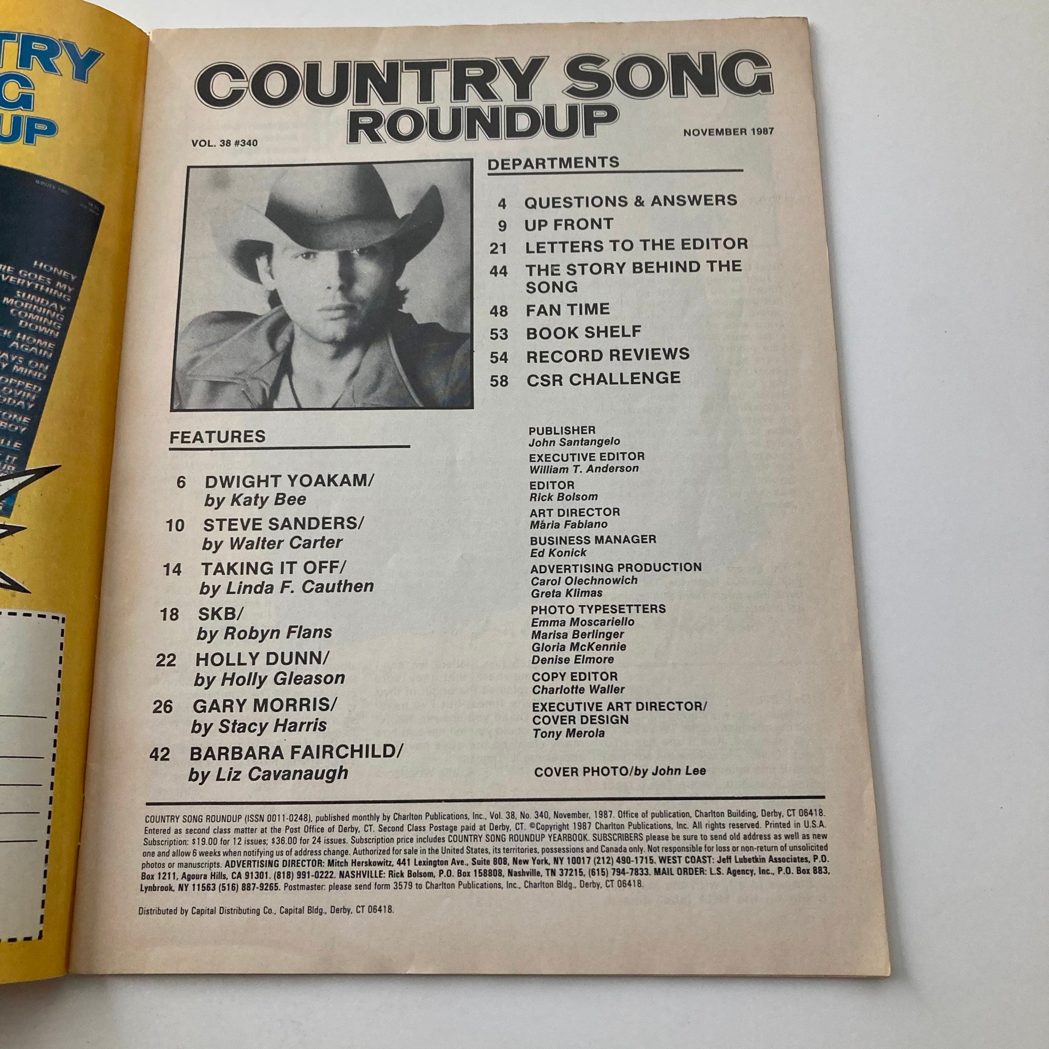 VTG Country Song Roundup Magazine November 1987 Dwight Yoakam & Holly Dunn